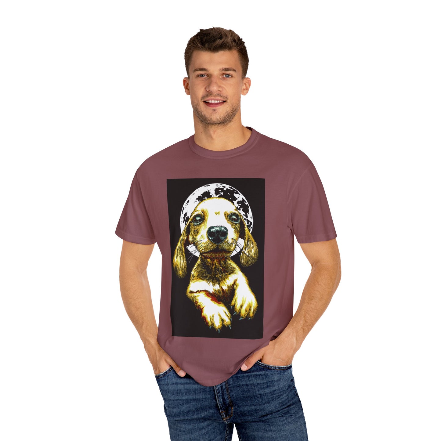 Unisex Garment-Dyed T-Shirt – Original Hand-Painted Puppy Art