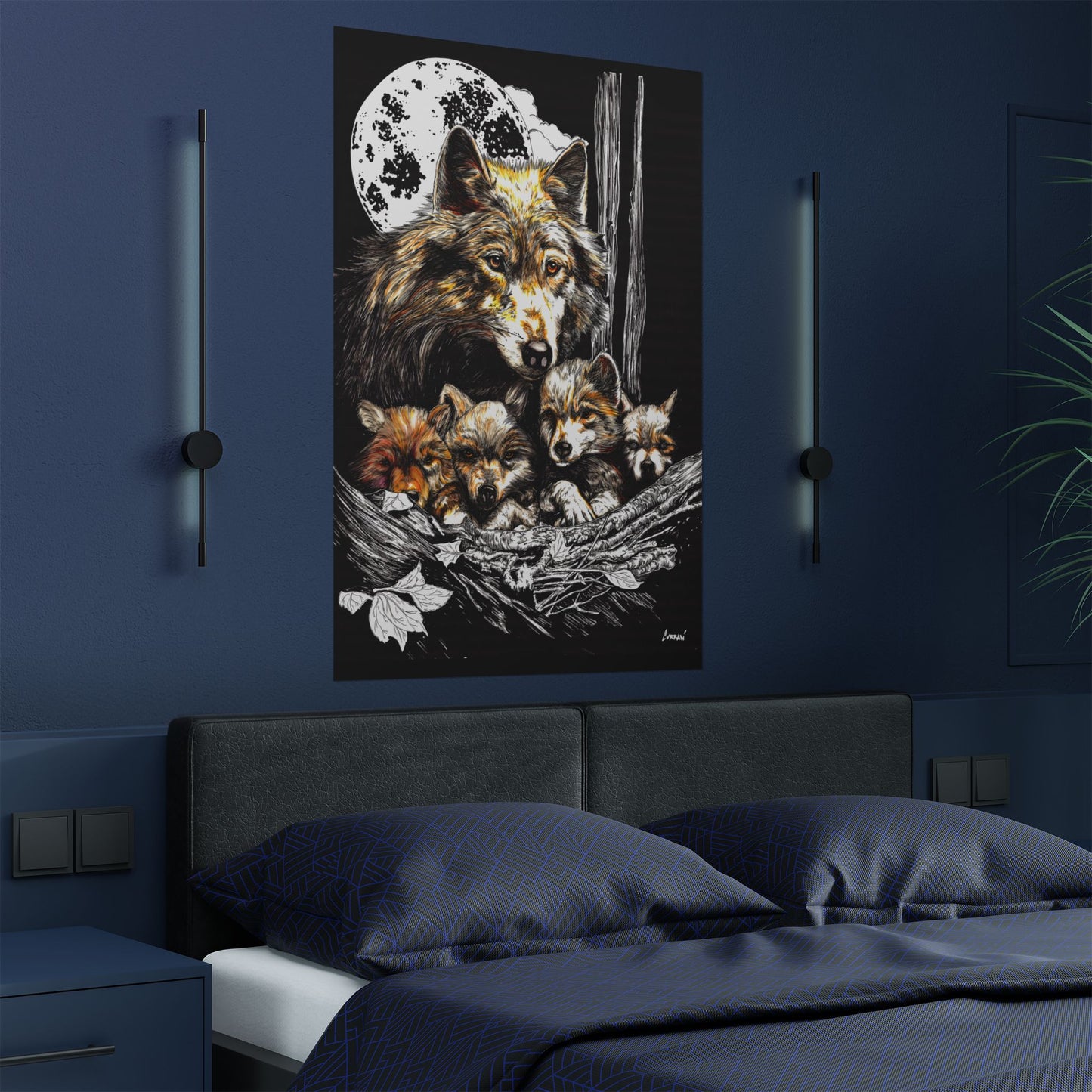 Wolf Family Satin Poster - Stunning Wildlife Artwork for Home Decor