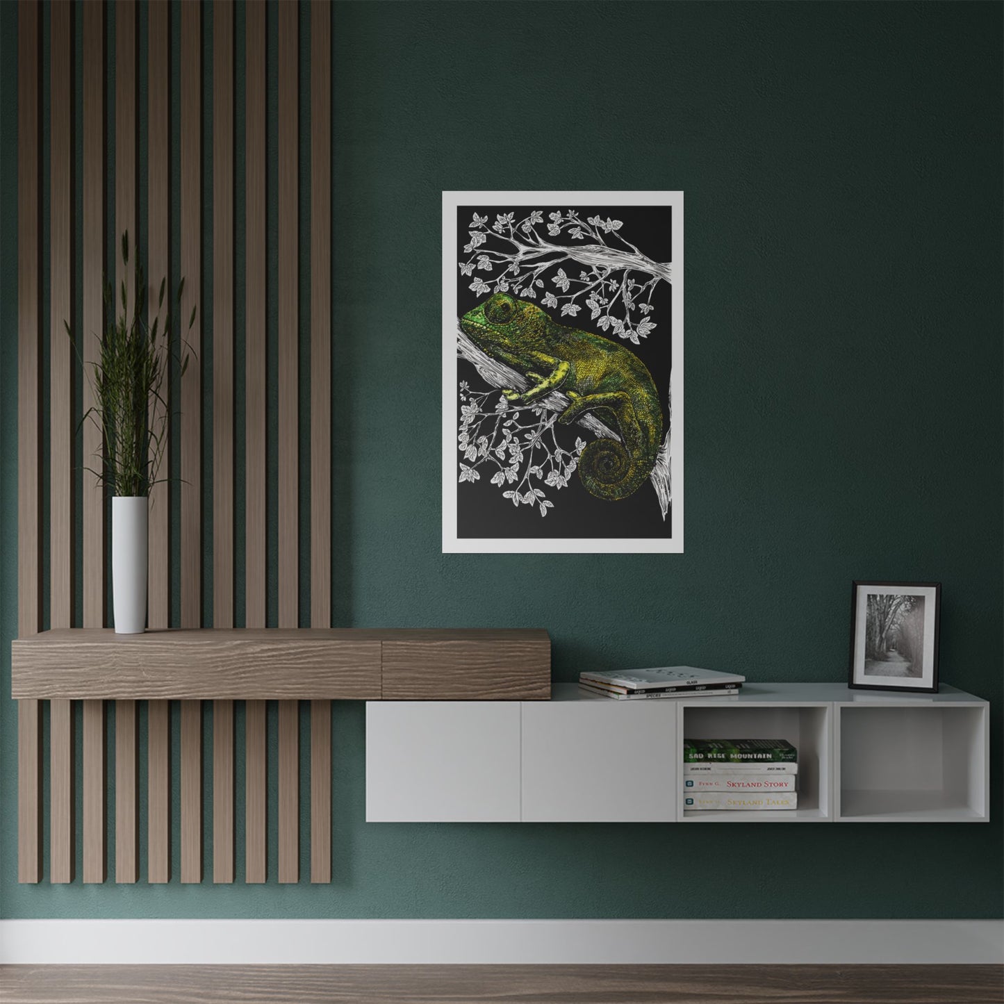 Vibrant Chameleon Satin Poster - 300gsm Wall Art for Nature Lovers