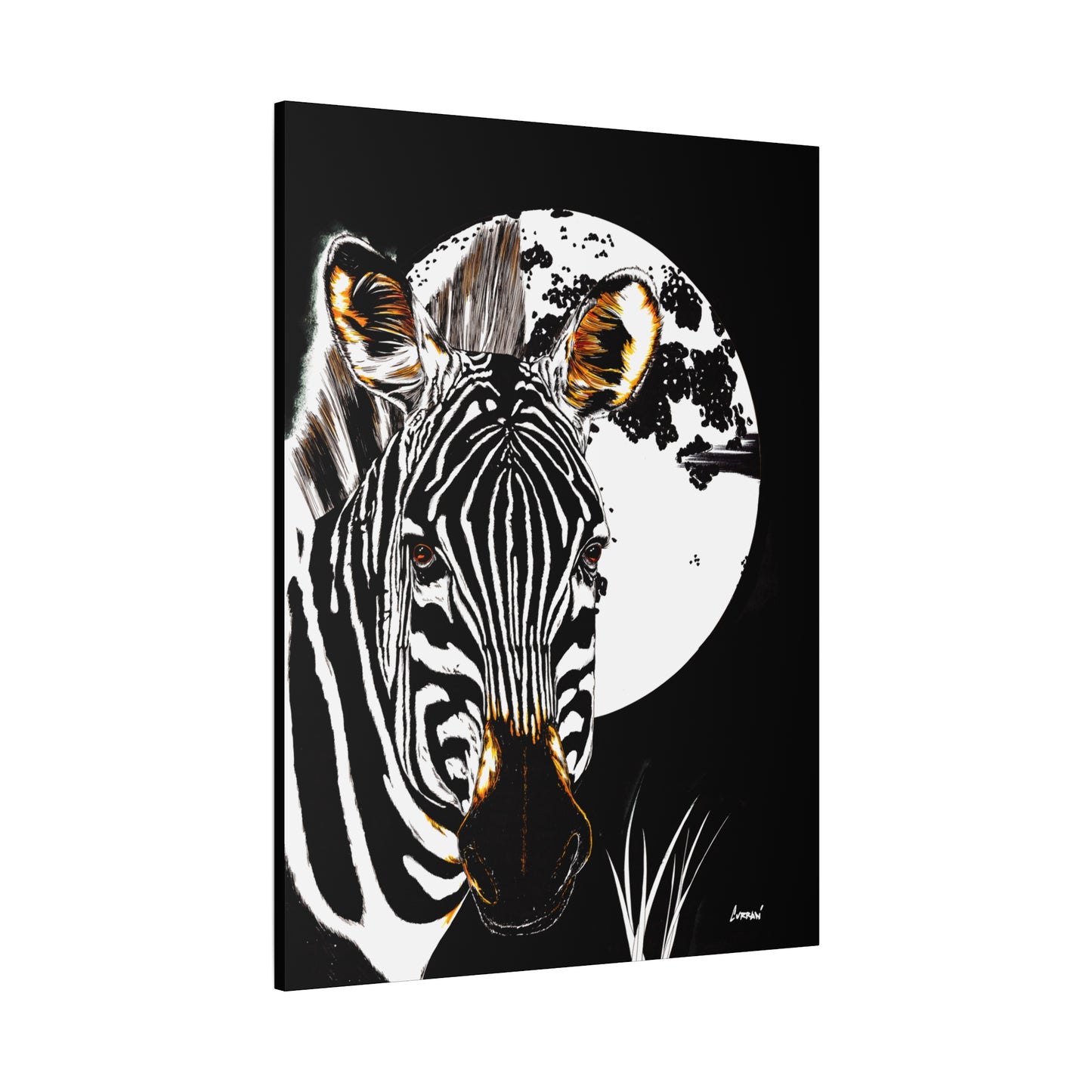 Zebra Wall Art, Zebra Print, Hand-Drawn Zebra, Wildlife Art, Safari Animal Decor, Nature Wall Art, Black and White Art, Animal Lover Gift Printed on Matte Canvas, Stretched, 1.25"