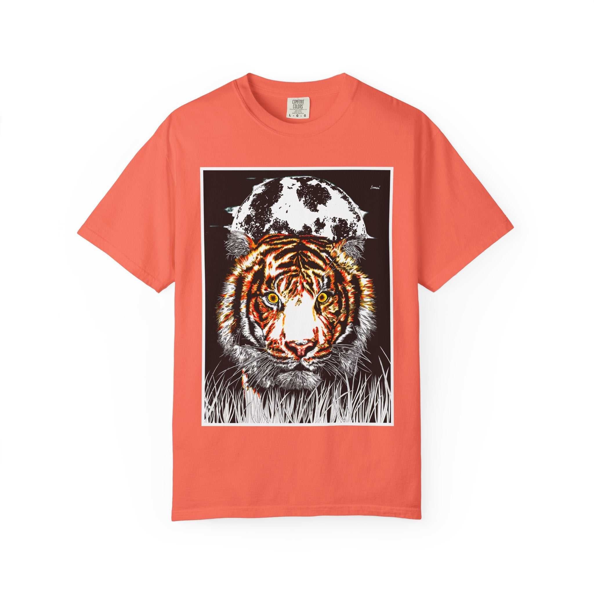 Get wild with our Tiger Garment-Dyed Graphic T-Shirt - Unisex Wild Animal Tee. Stand out in style with this unique and eye-catching tee.