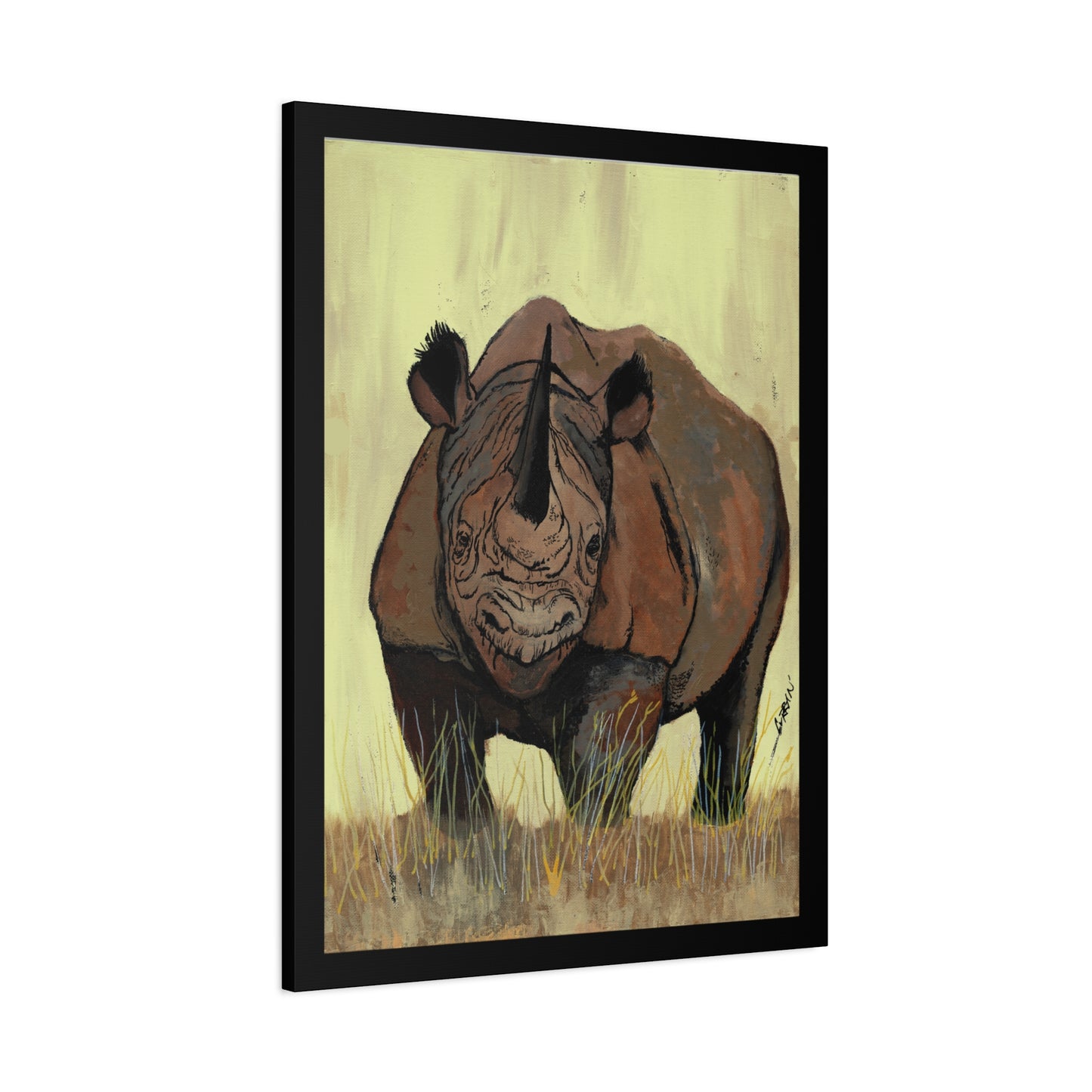 Rhino Wall Art Print of the Original, hand drawn wall art of a Rhino