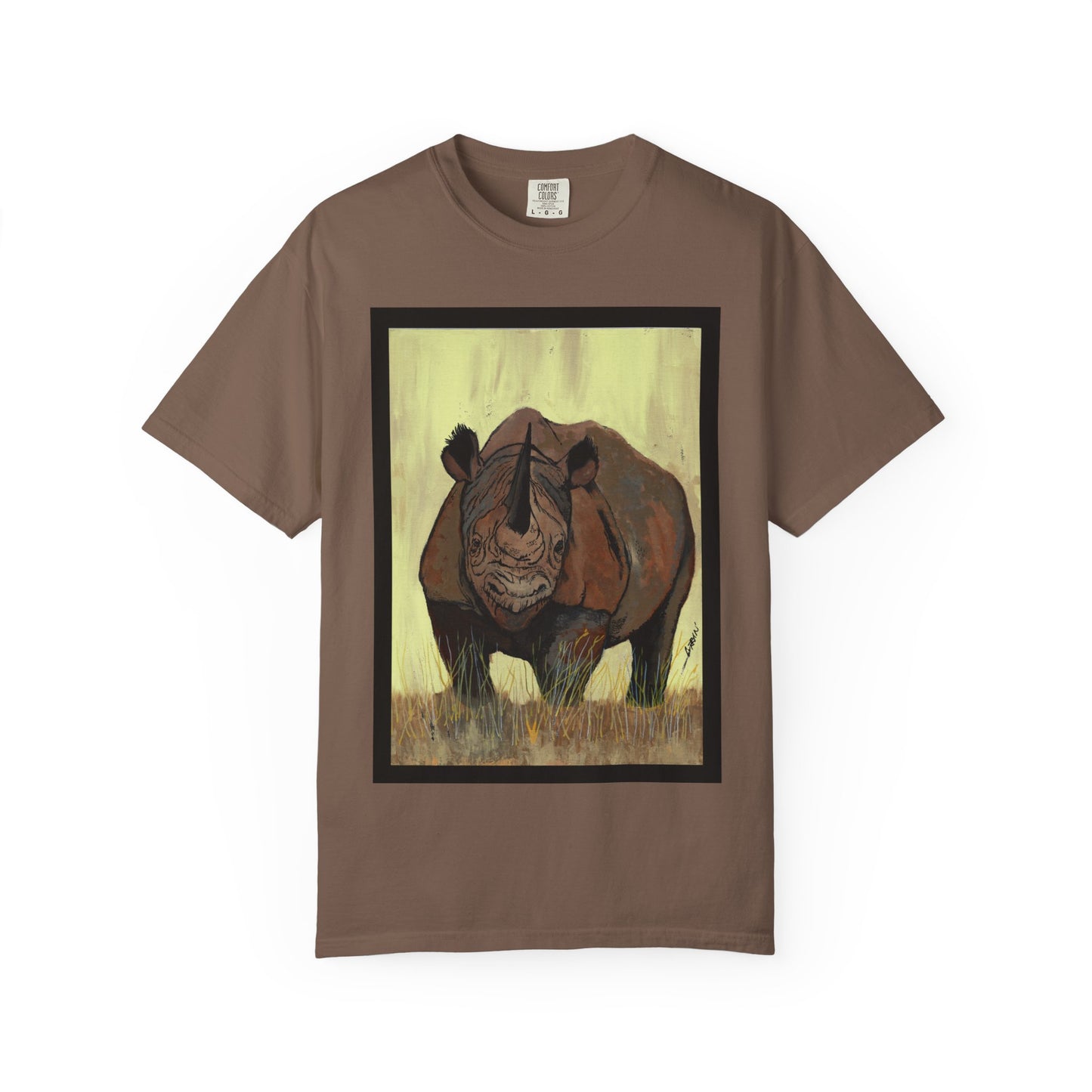 Wildlife Rhinos Unisex Garment-Dyed T-Shirt - Eco-Friendly Nature Art