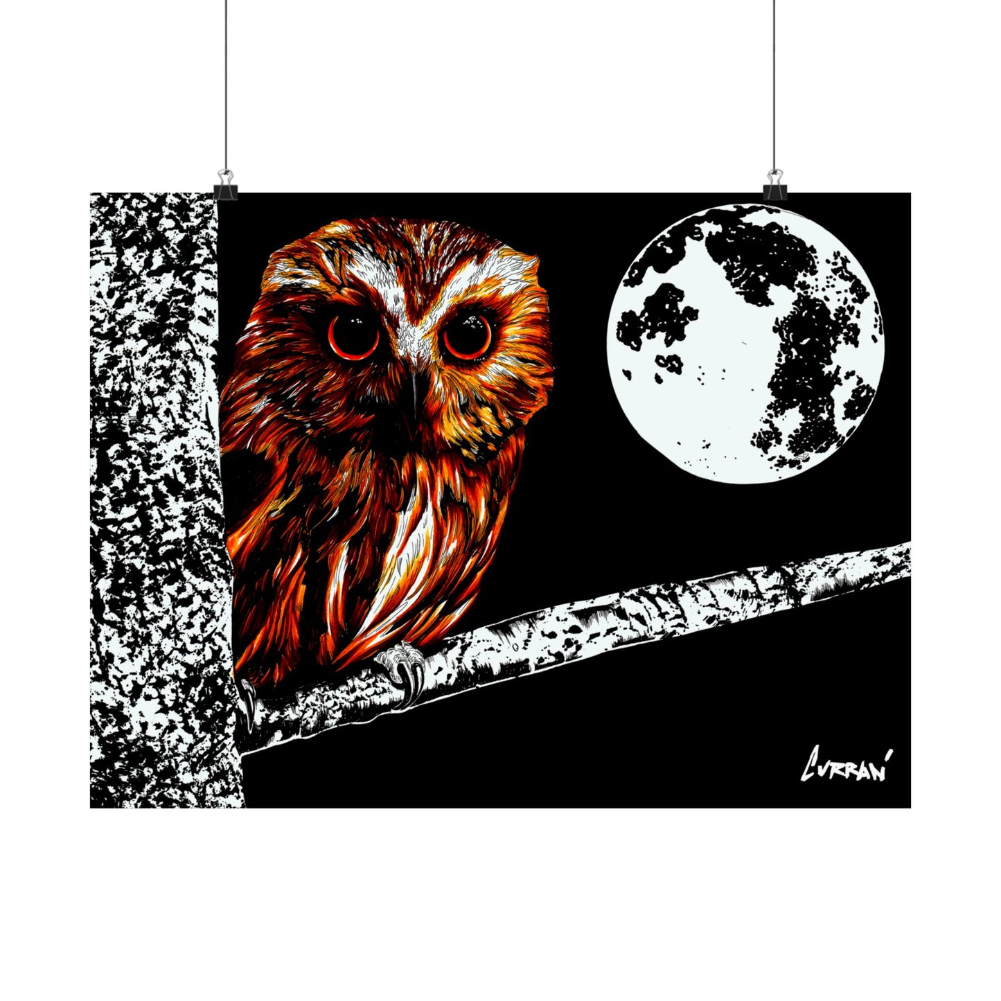 Mystical Owl Satin Poster | 300gsm Wall Art for Nature Lovers