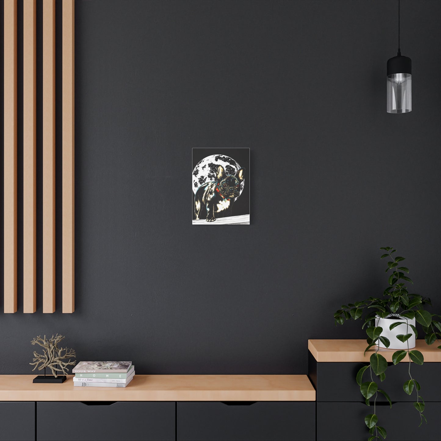 French Bulldog Moonlight Canvas Wall Art Print