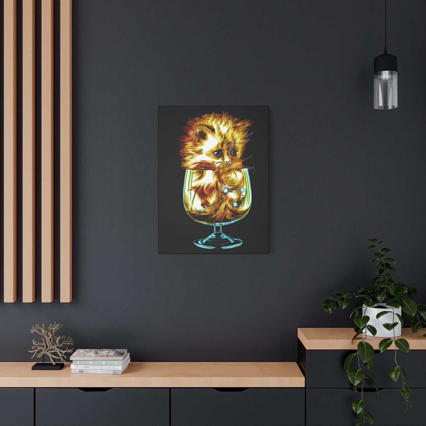 Whimsical Cat Art Canvas Print - 1.25" Stretched Wall Decor