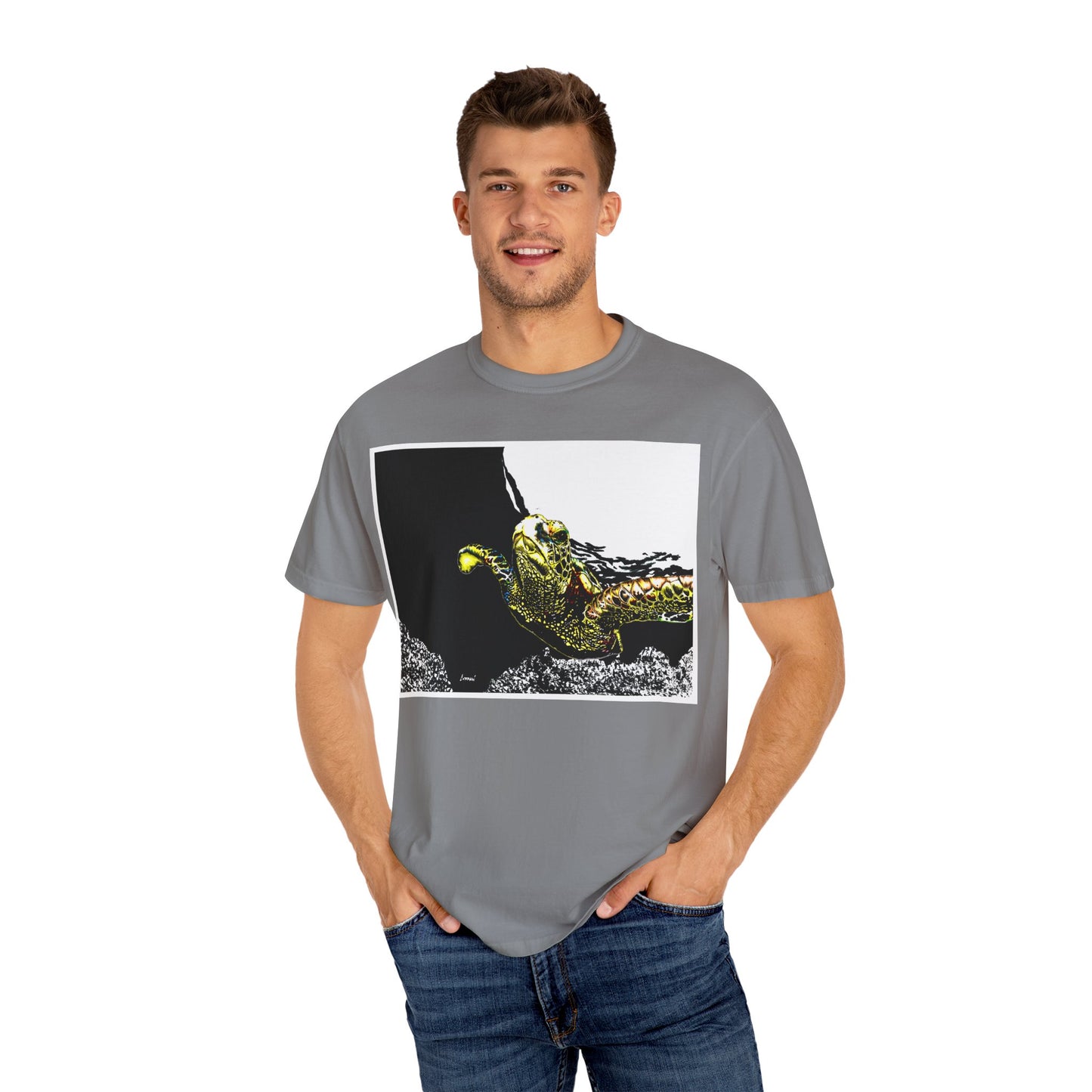 Sea Turtle Garment-Dyed Graphic Tee - Unisex Ocean Style T-Shirt
