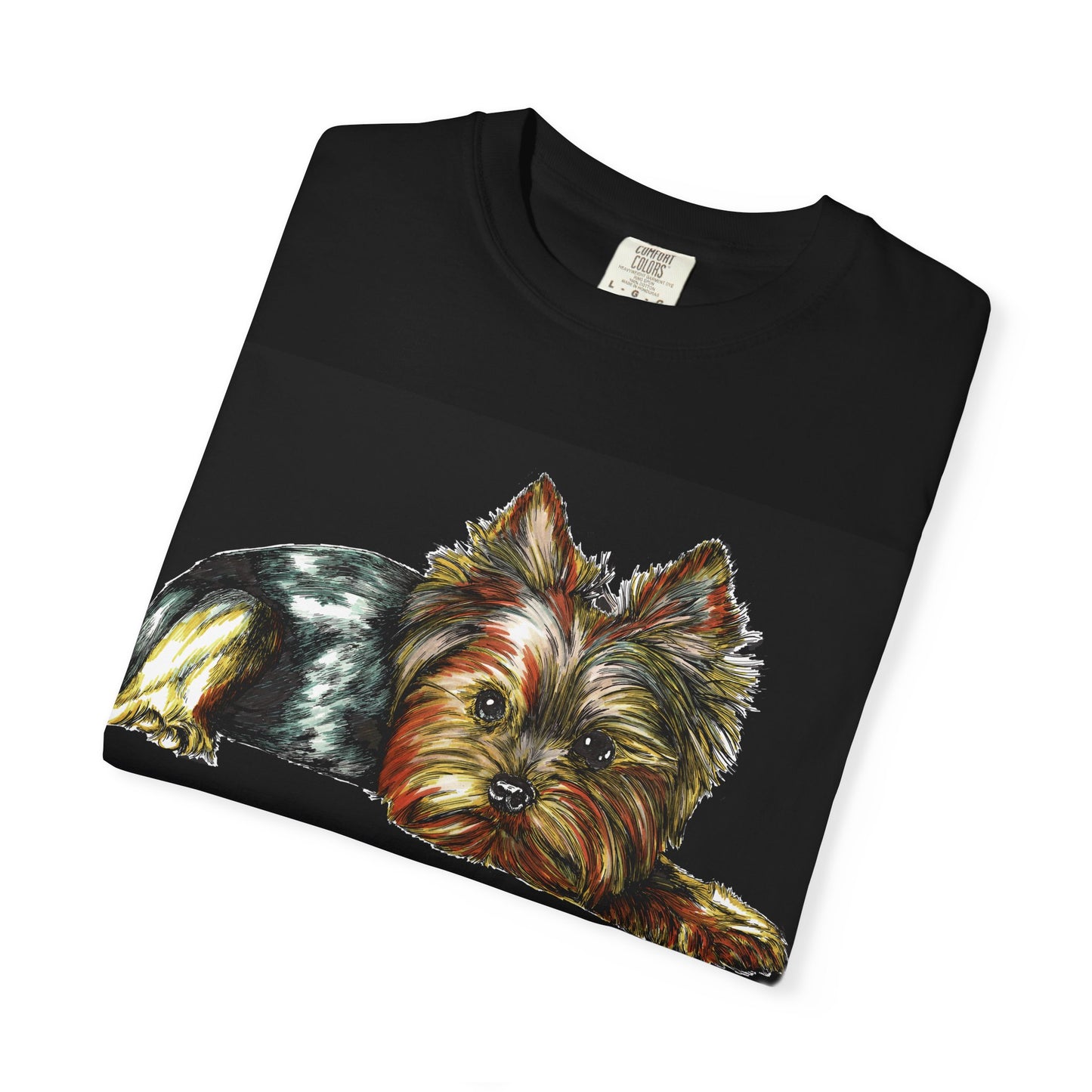 Yorkie Terrier Unisex Garment-Dyed T-Shirt – Original Hand-Drawn Art