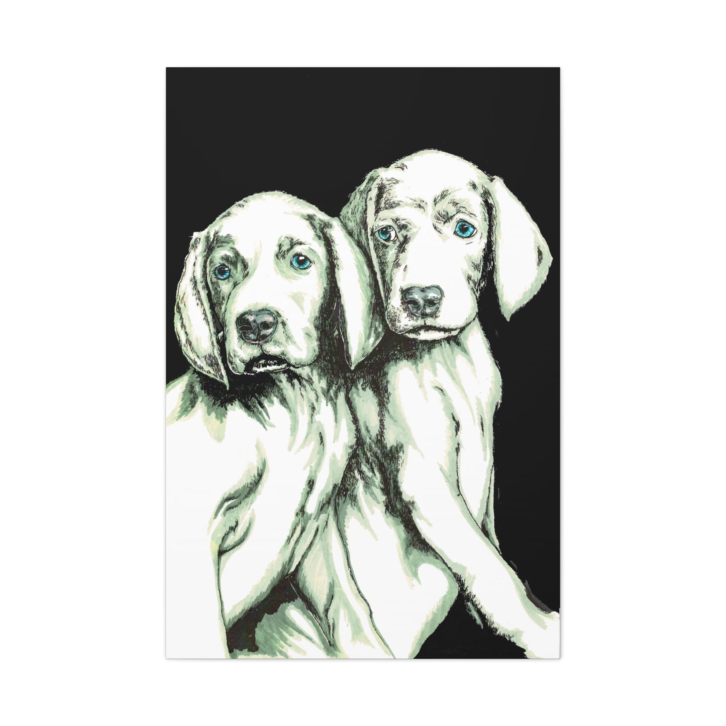 Two Puppies Art Canvas Print - Stretched Wall Decor