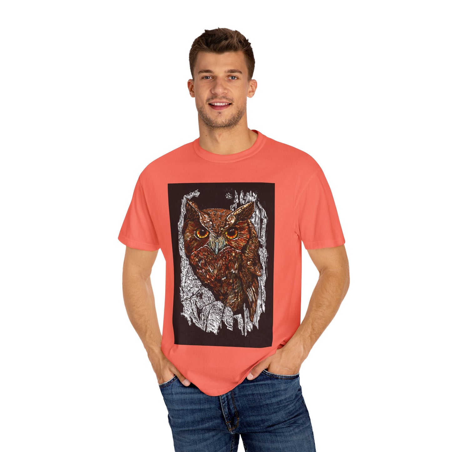 Artistic Owl Unisex Garment-Dyed T-Shirt
