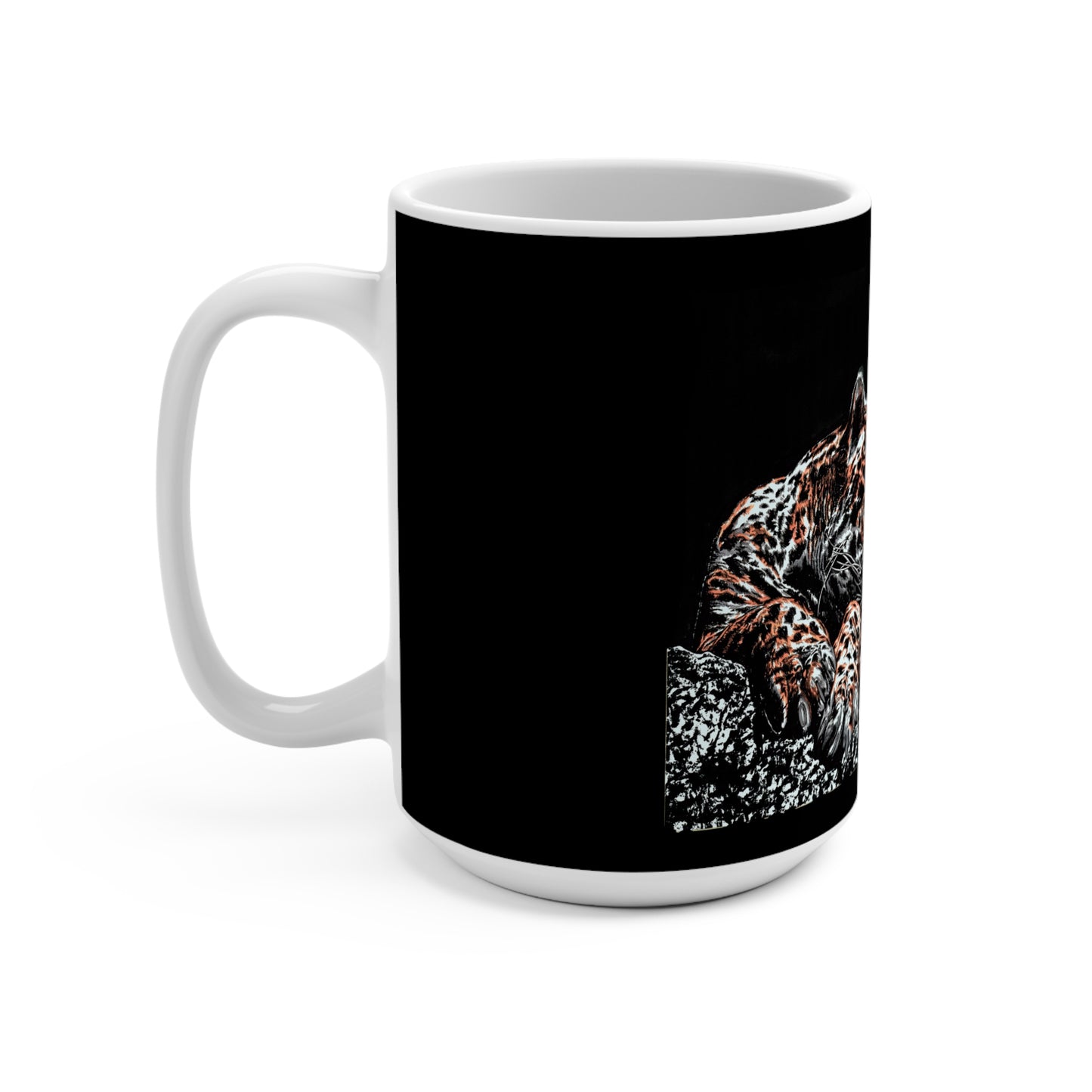 Luxe Leopard Mug 15oz - Artistic Moonlit Wildlife Design