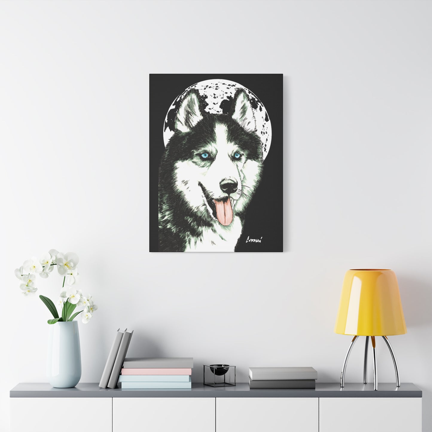 Siberian Husky Canvas Wall Art - Moonlit Dog Decor