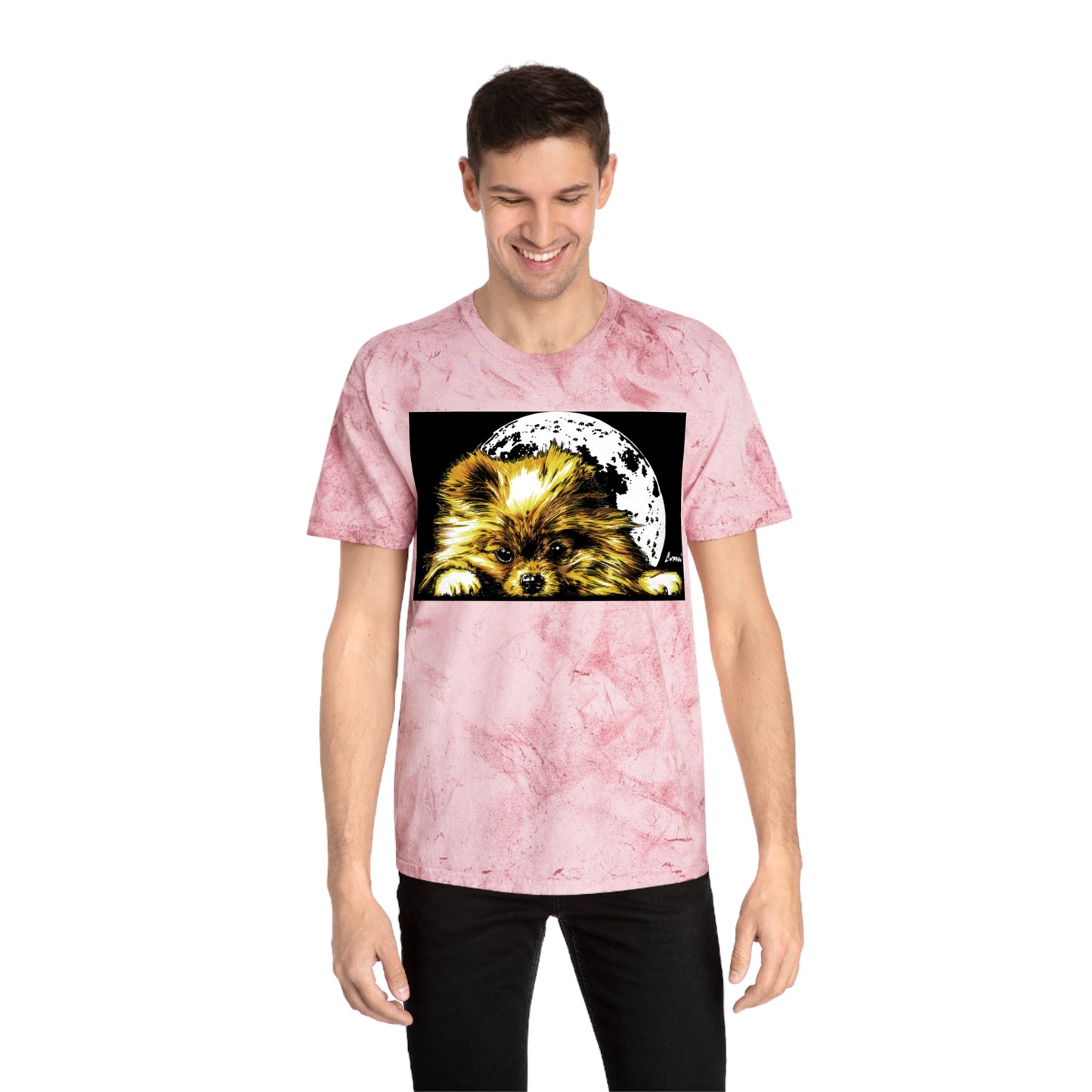 Color Blast T-Shirt with Dog Design - Unisex Moonlit Pet Tee