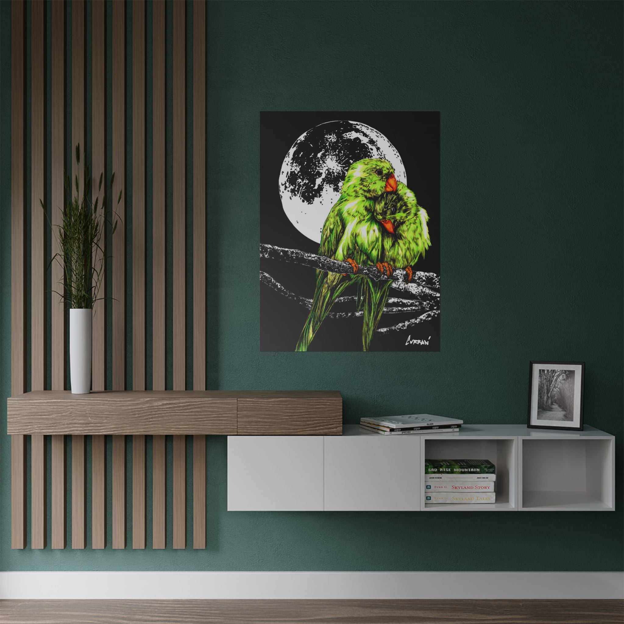 Bring your walls to life with the stunning Vibrant Lovebirds Satin Poster - 300gsm Wall Art. Add a pop of color to your space today!