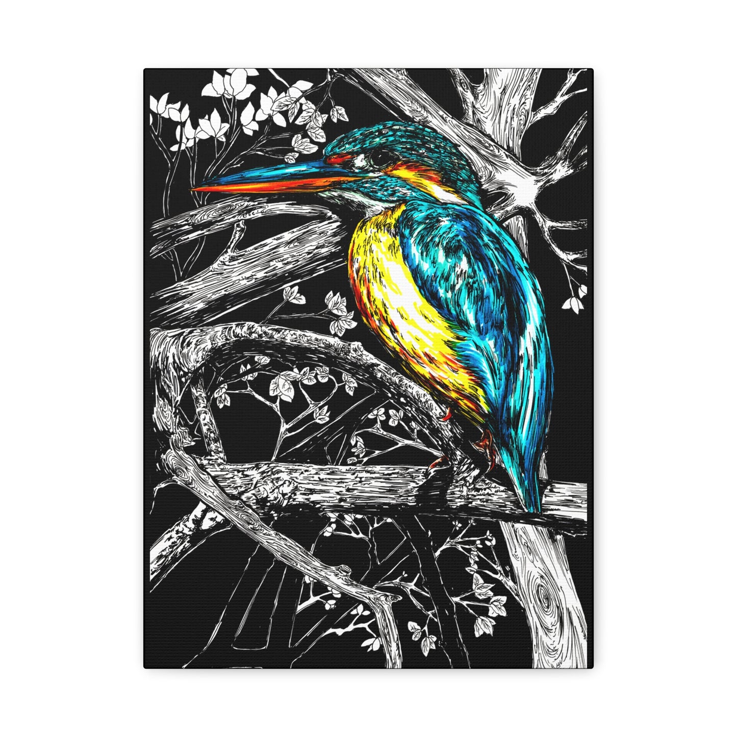 Kingfisher Bird Wall Art Print of the Original, hand drawn