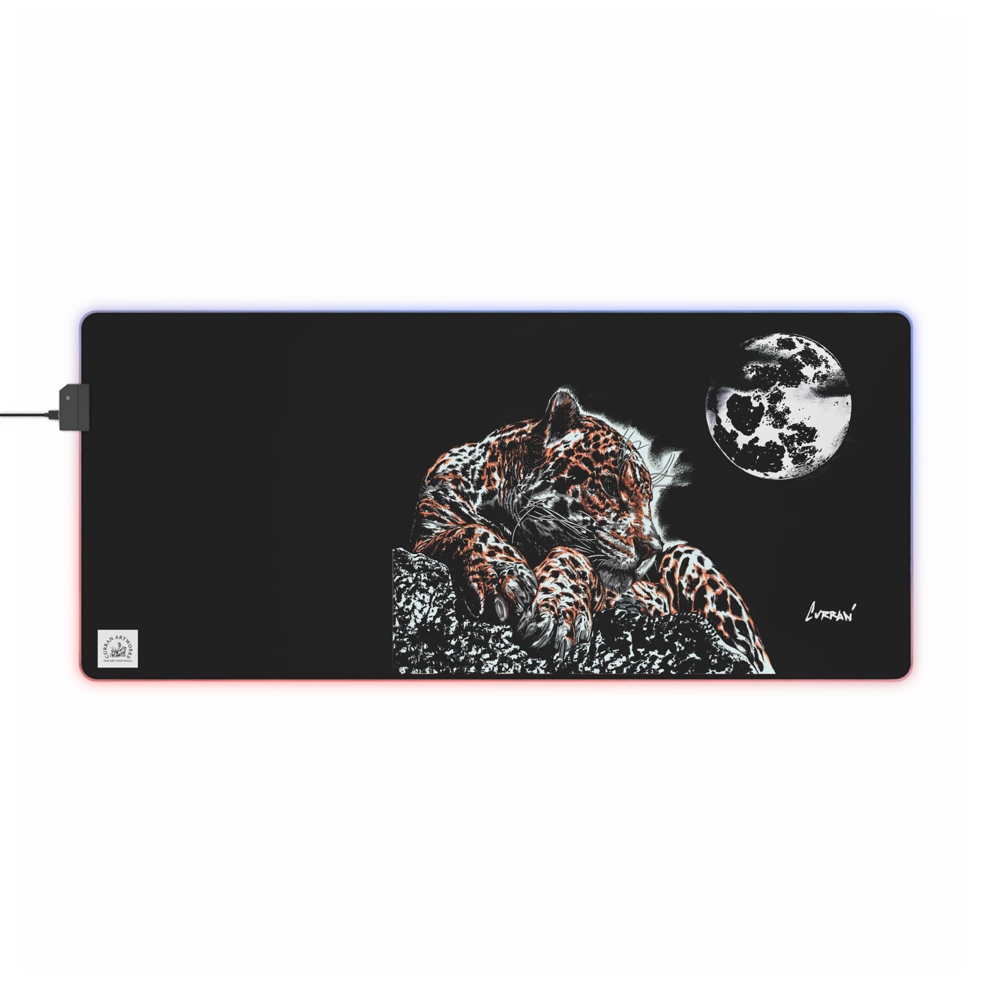LED Gaming Mouse Pad with Leopard Design - RGB Backlit Gaming Accessory