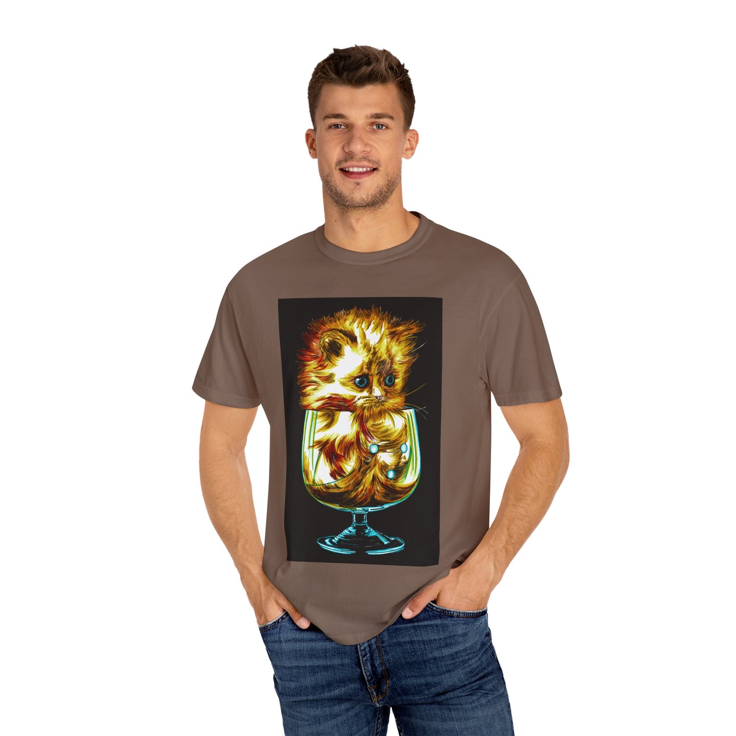 Kitten in a Glass Unisex T-shirt - Hand Drawn Art