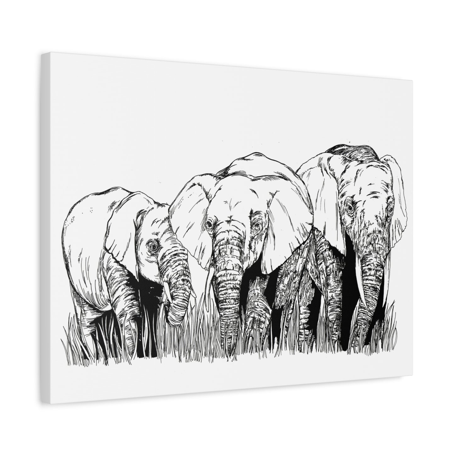 Elephant Family Art – Original Hand-Drawn Unique,