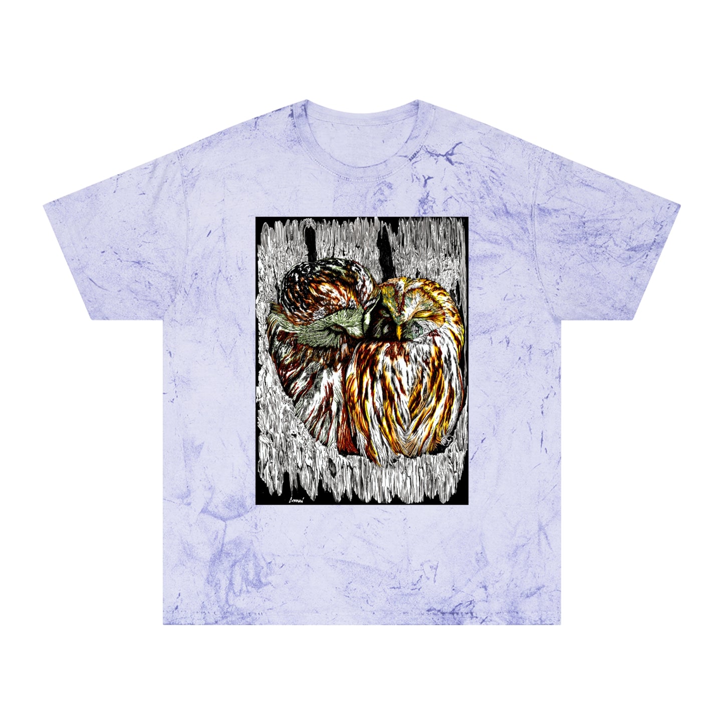 Two Owls in a Tree T-Shirt Original Hand Drawn Art