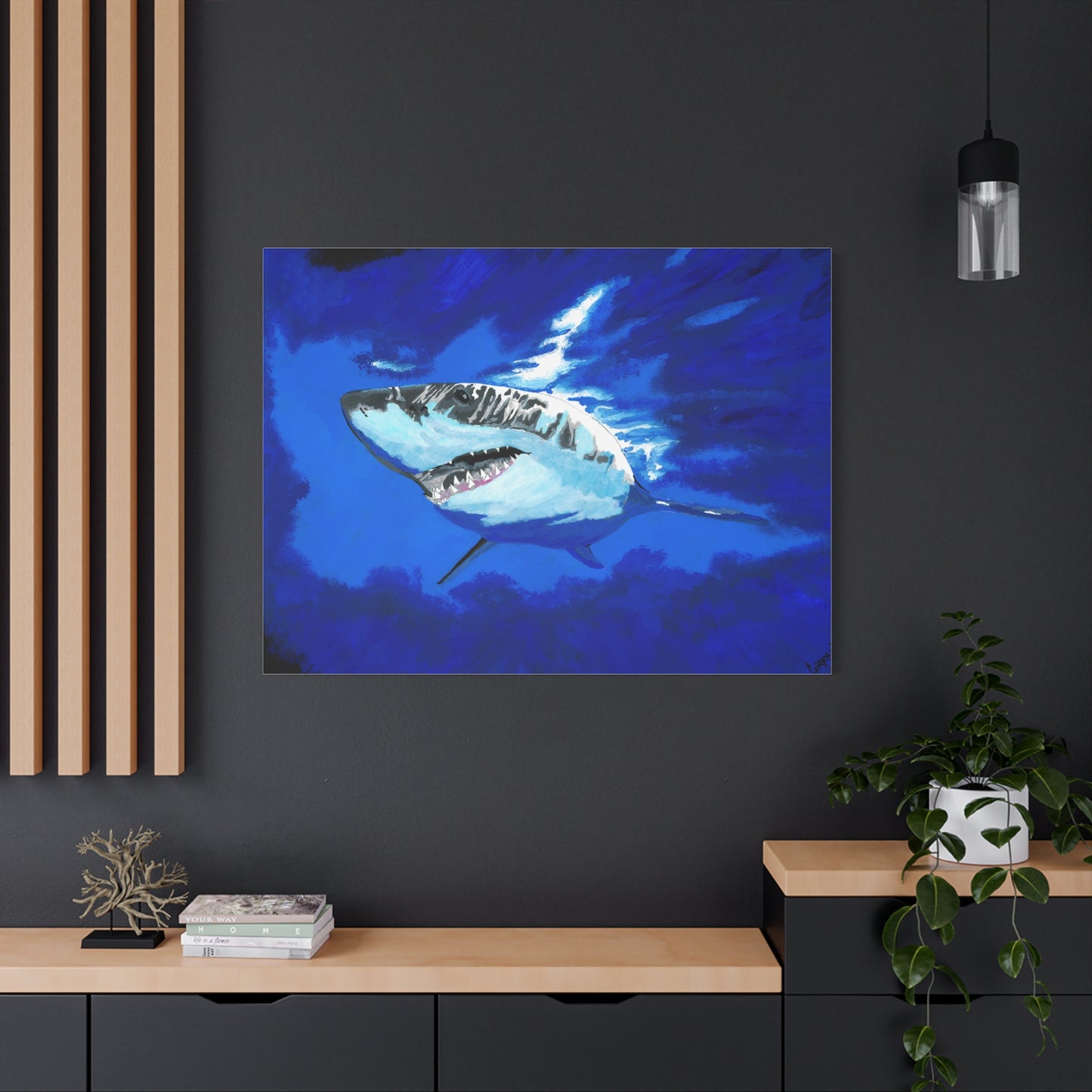 Great White Shark Canvas Art – Original Hand-Painted