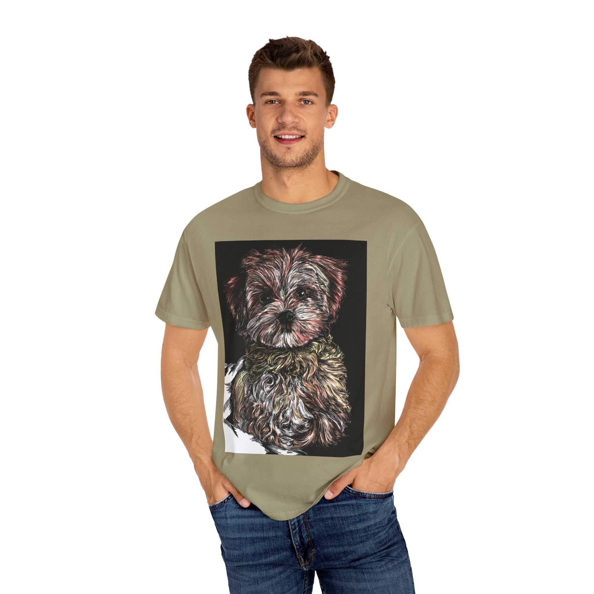 Elevate your style with our Puppy Art Unisex Garment-Dyed T-Shirt – Original Hand-Drawn design. Stand out from the crowd in this unique tee!