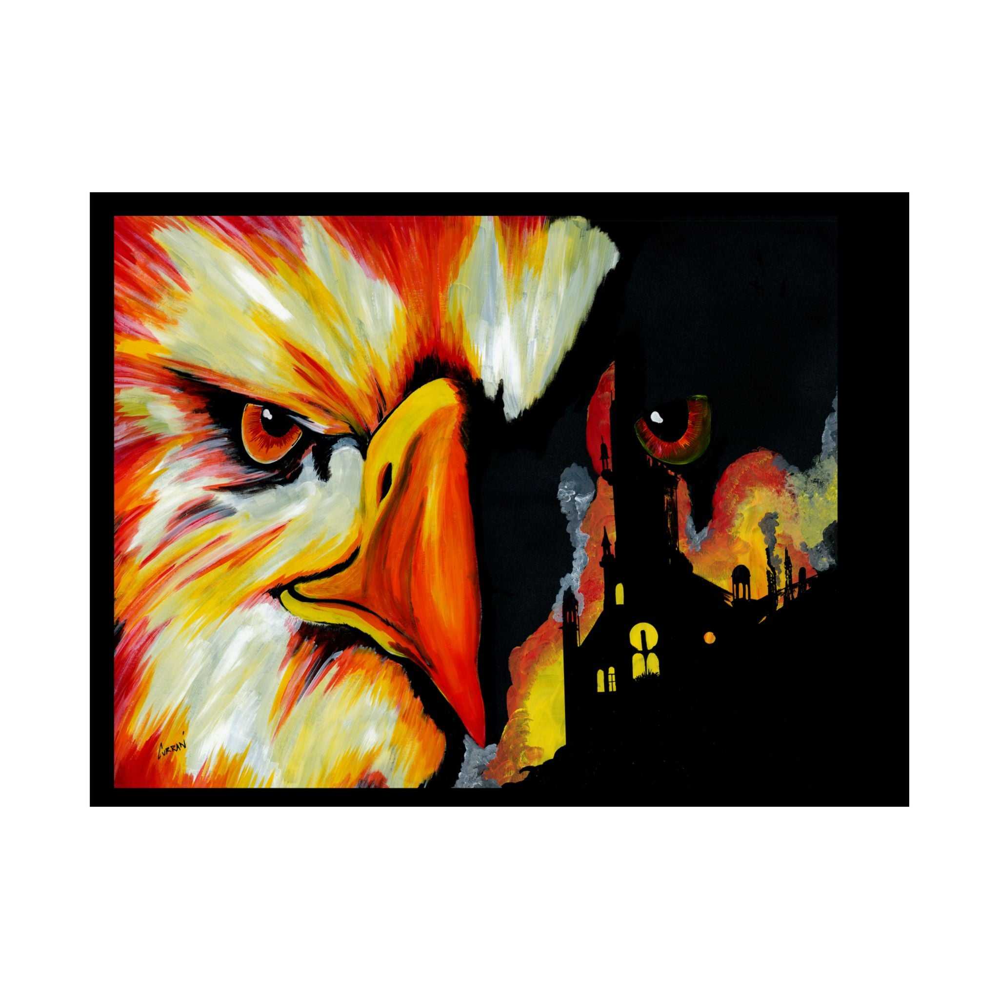 Phoenix Vibrant Satin Poster - Fierce Eagle Artwork