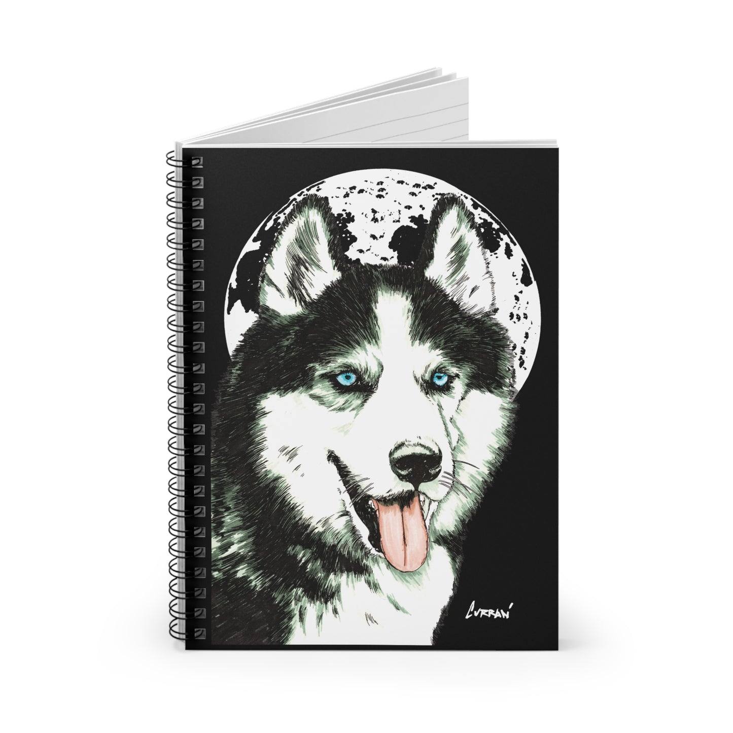 Siberian Husky Spiral Notebook – Ruled Line, Original Hand-Drawn Art