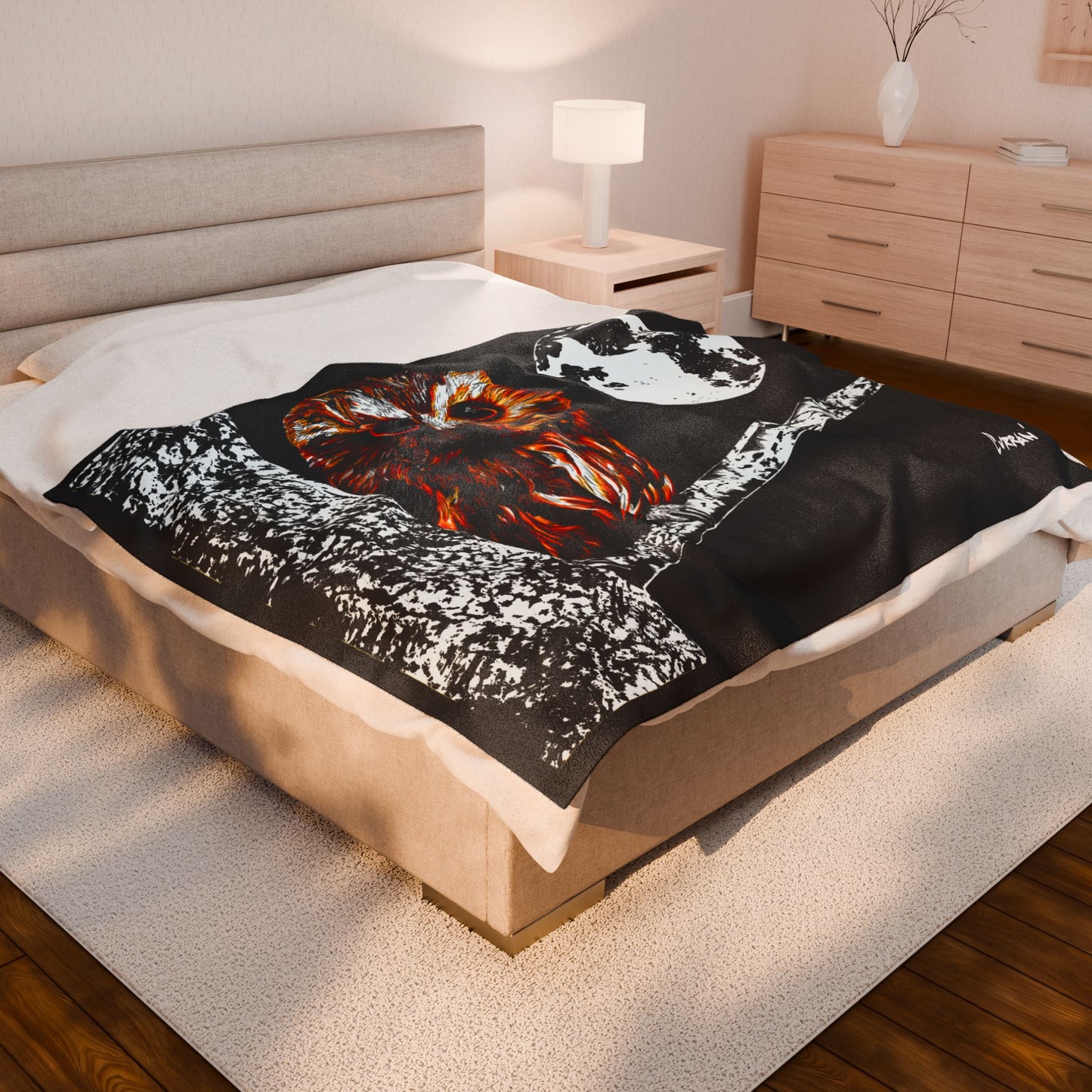 Velveteen Plush Blanket with Owl Design Perfect for Gifts