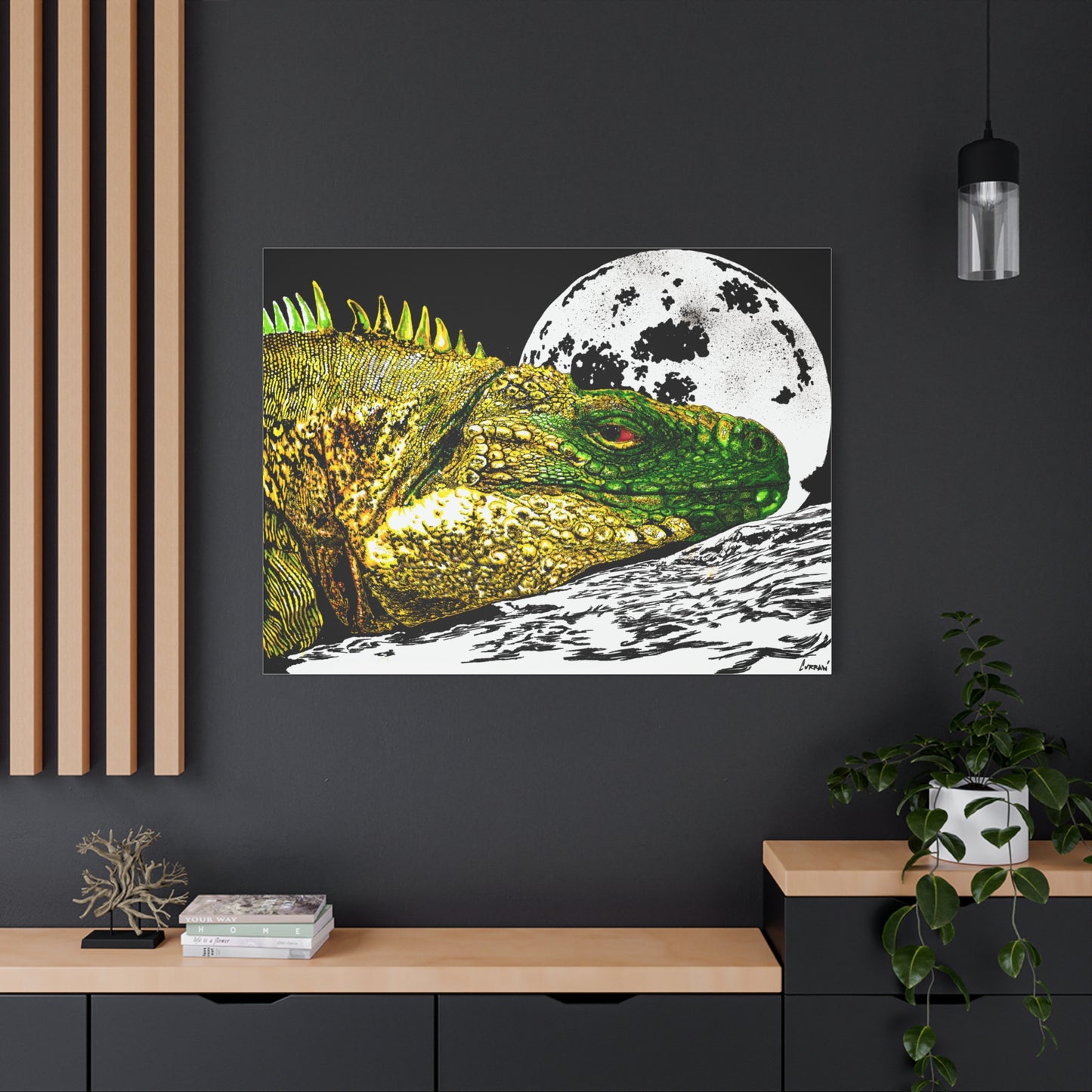 Reptile Art Print, Print of my Original hand drawn art printed on stretched canvas of a Reptile