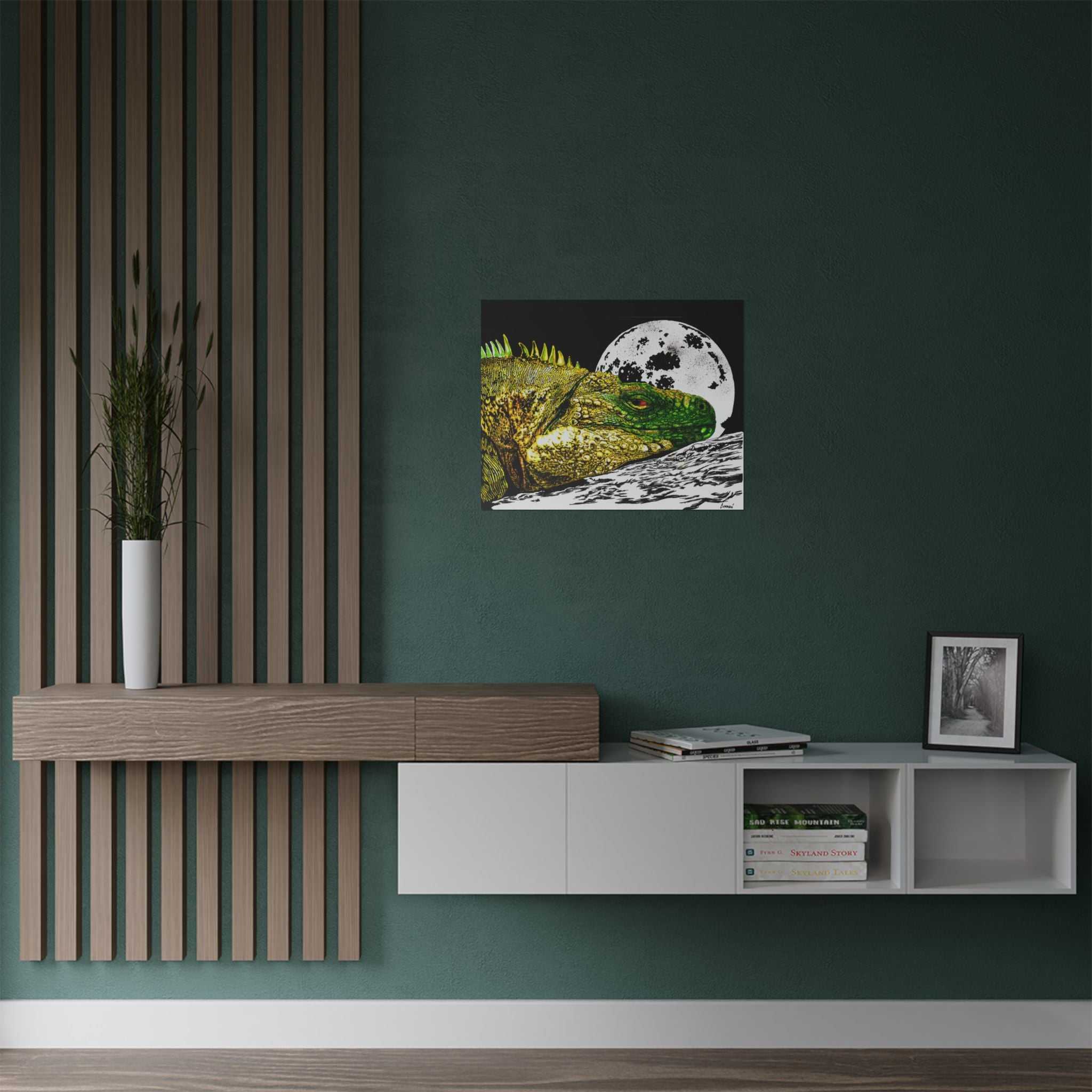 Transform your walls with our Vibrant Iguana Satin Poster - Moonlit Art Print for Nature Lovers. Bring nature's beauty indoors!