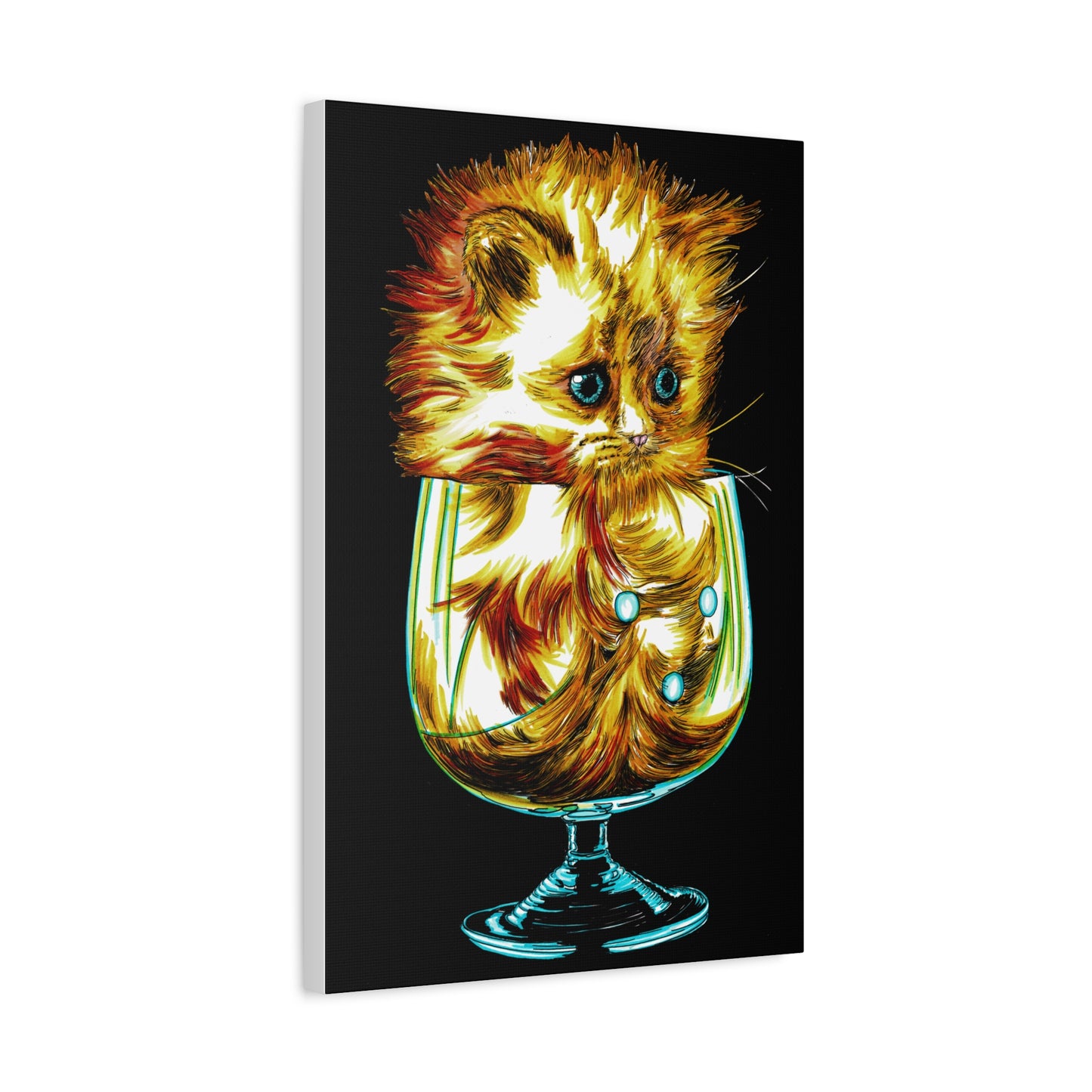Whimsical Cat Art Canvas Print - 1.25" Stretched Wall Decor