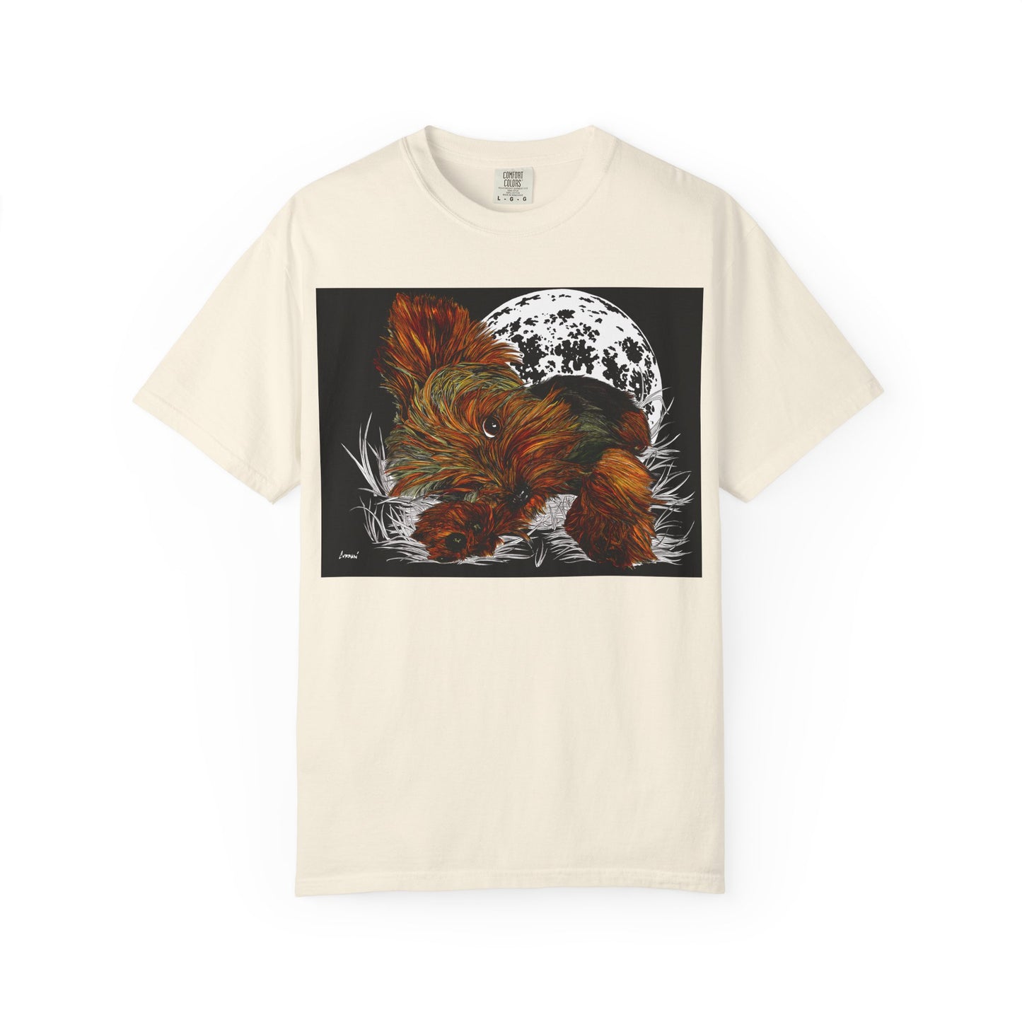 Yorkie Terrier Unisex Garment-Dyed T-Shirt – Original Hand-Drawn Art