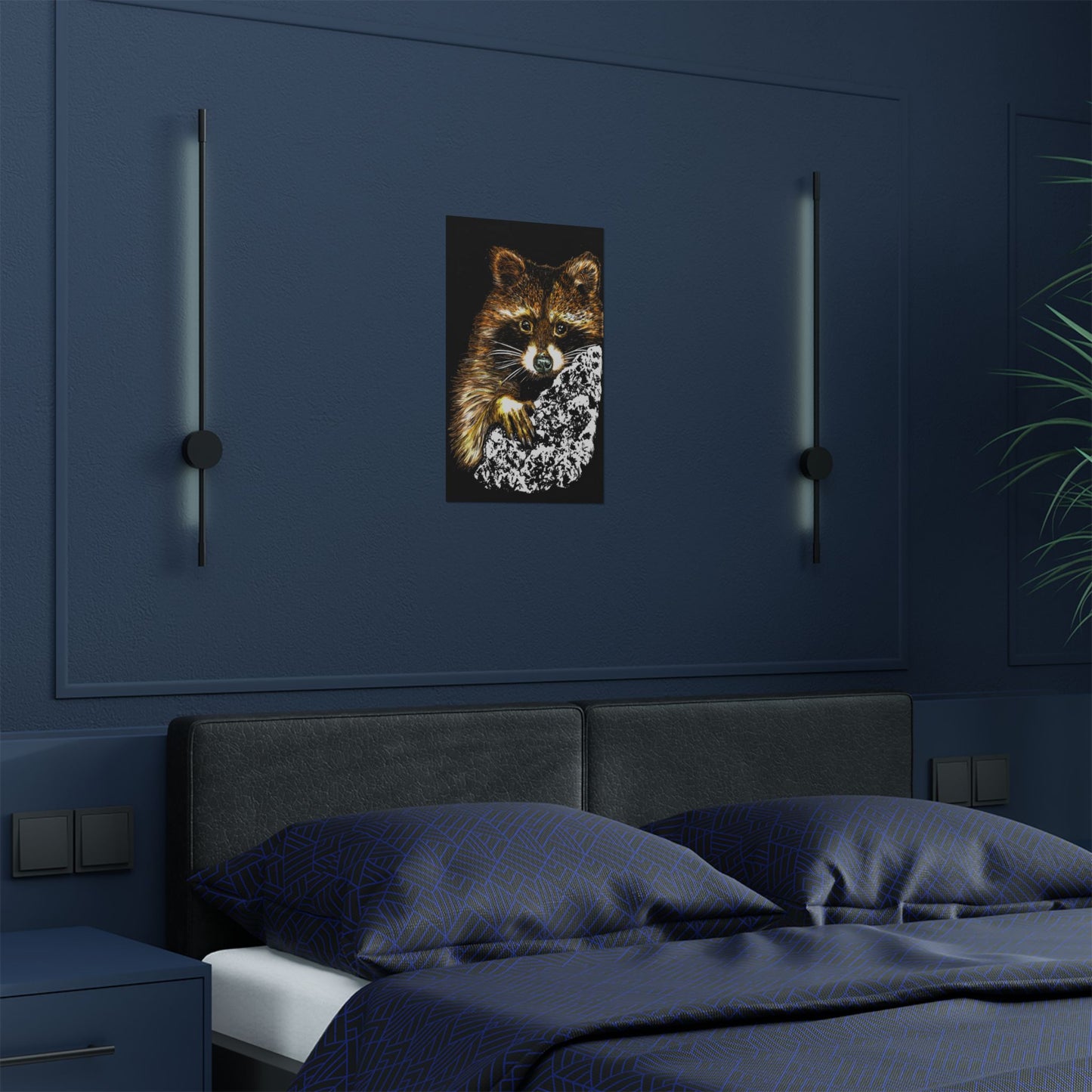 Raccoon Wildlife Satin Poster - Hand-Drawn Raccoon Art Print (300gsm)