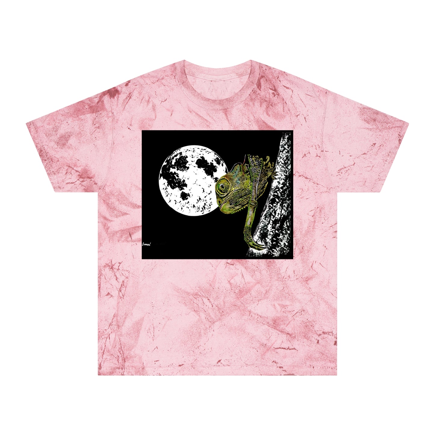 Moonlit Chameleon Unisex Color Blast T-Shirt, Eco-Friendly, Nature-Inspired