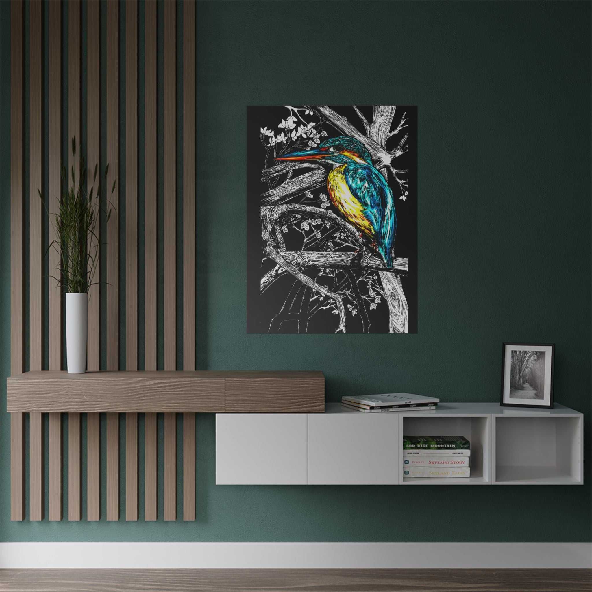 Bring nature's beauty into your home with our stunning Kingfisher Satin Poster - 300gsm Art Print for Nature Lovers. Shop now!