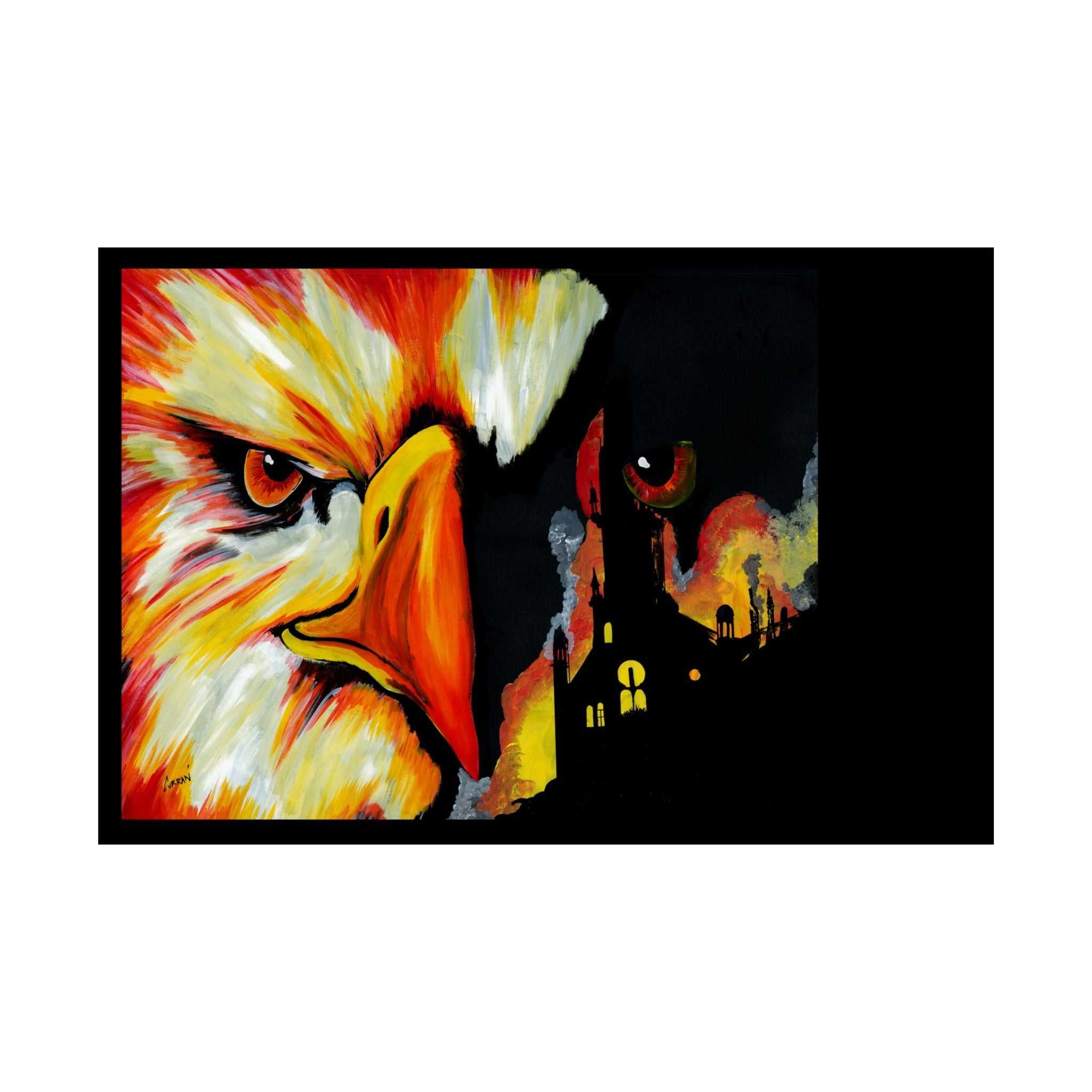Phoenix Vibrant Satin Poster - Fierce Eagle Artwork
