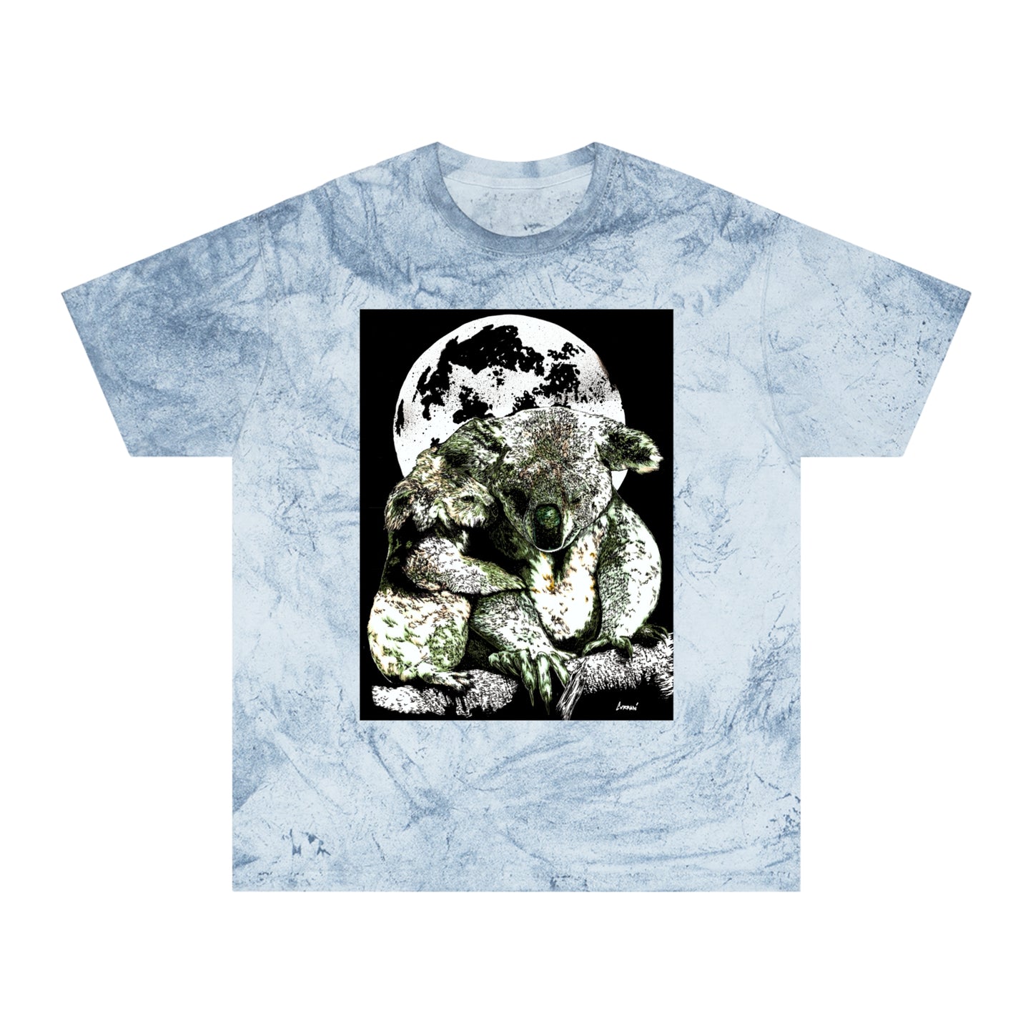 Two Koalas Color Blast T Shirt Original Hand Drawn Art