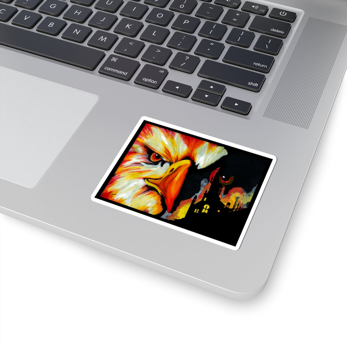 Vibrant Eagle & Cityscape Kiss-Cut Stickers - Artful Expressive Accessories