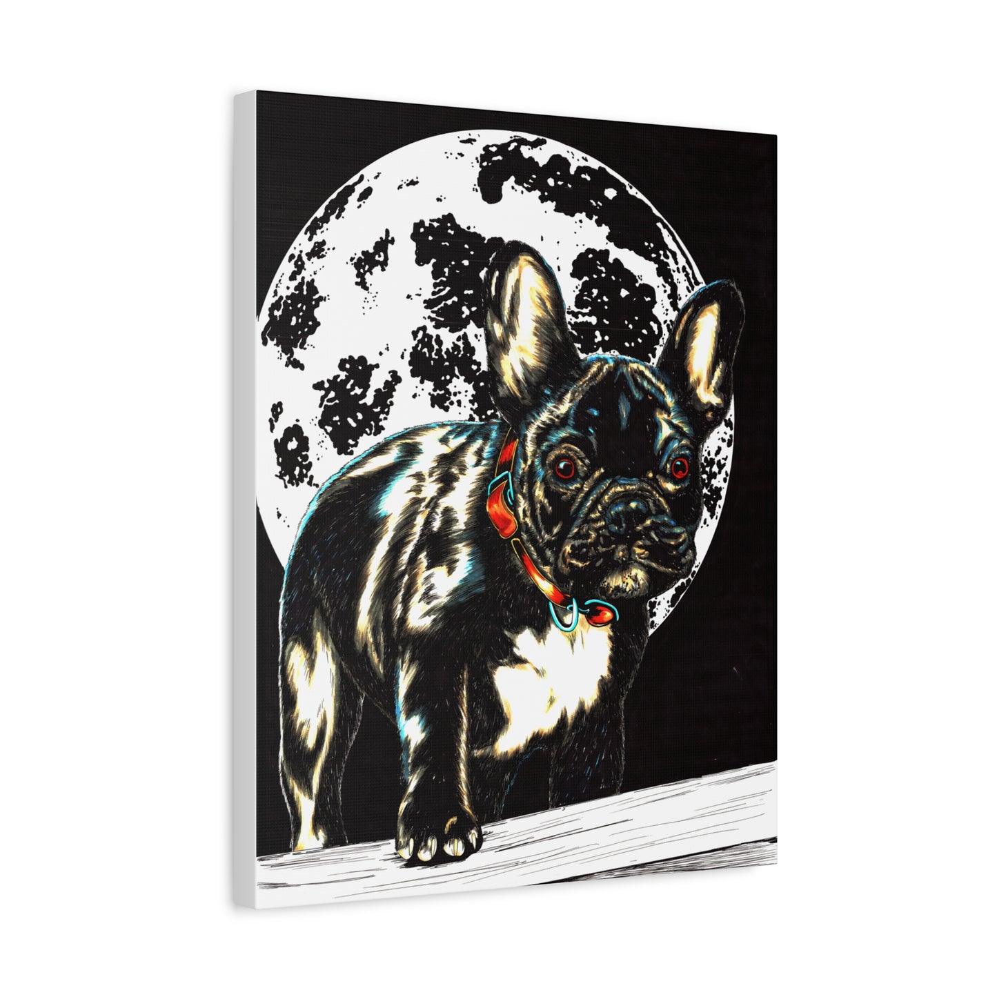 French Bulldog Moonlight Canvas Wall Art Print