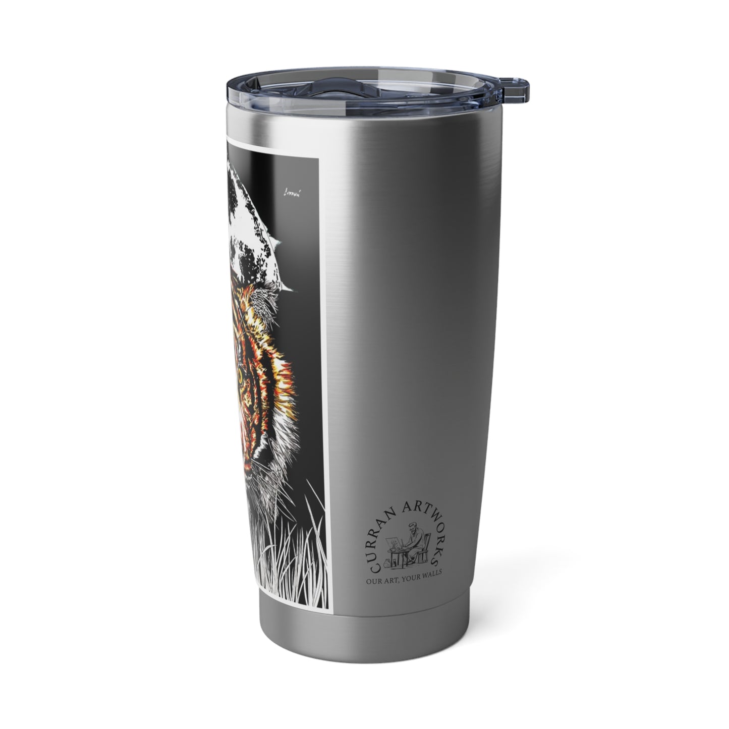 Tiger Wall Art 20oz Tumbler, Travel Mug Gift, Hand Drawn Original Design, Gift for Him Her, Stainless Steel Cup, Eco-Friendly Tea Coffee Mug