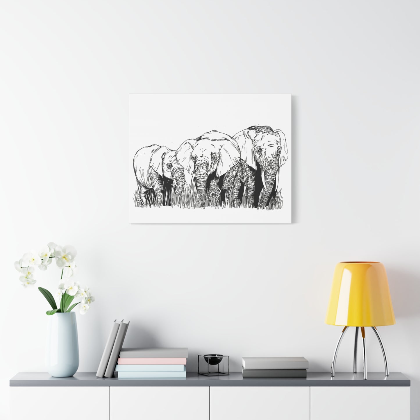 Elephant Family Art – Original Hand-Drawn Unique,