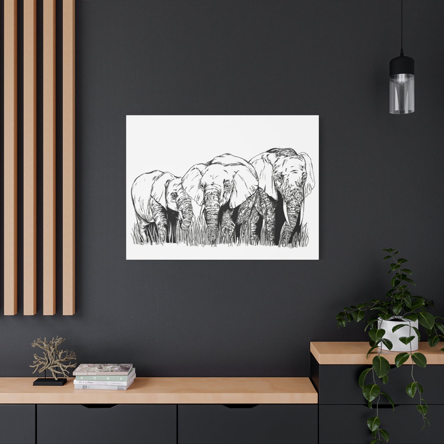 Elephant Family Art – Original Hand-Drawn Unique,