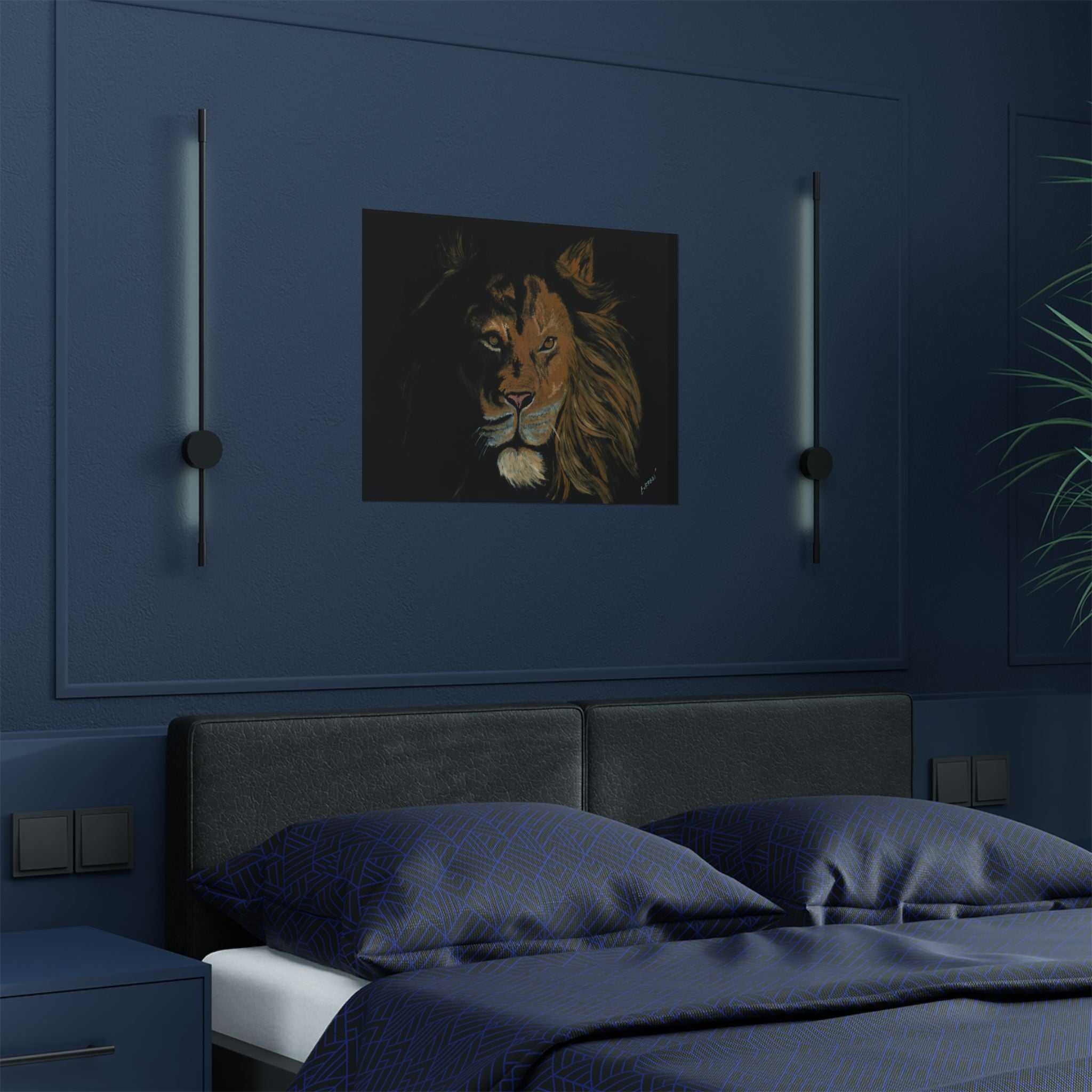 Majestic Lion Satin Poster - 300gsm Art Print for Home Decor
