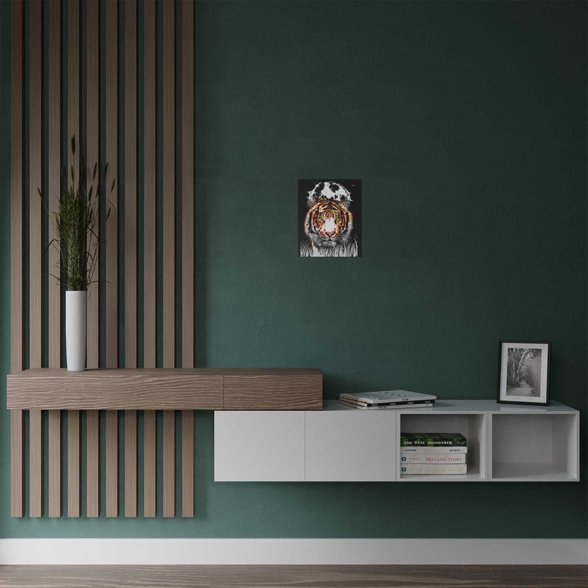 Tiger Satin Poster - 300gsm Art Print with Moon Design