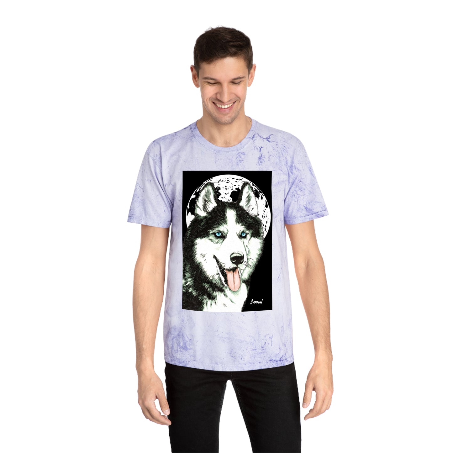 Siberian Husky Moon Graphic Tee for Animal Lovers