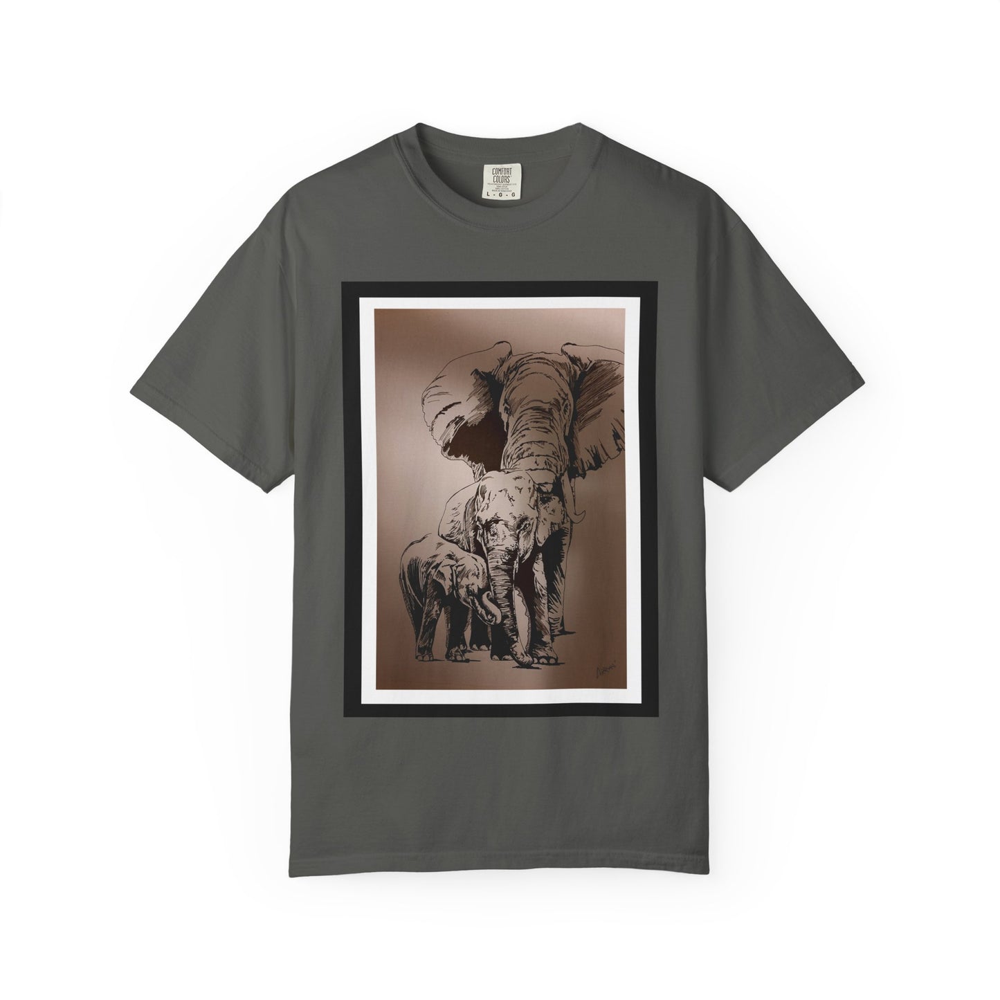 Elephant Family Garment-Dyed T-Shirt | Nature Lover's Tee
