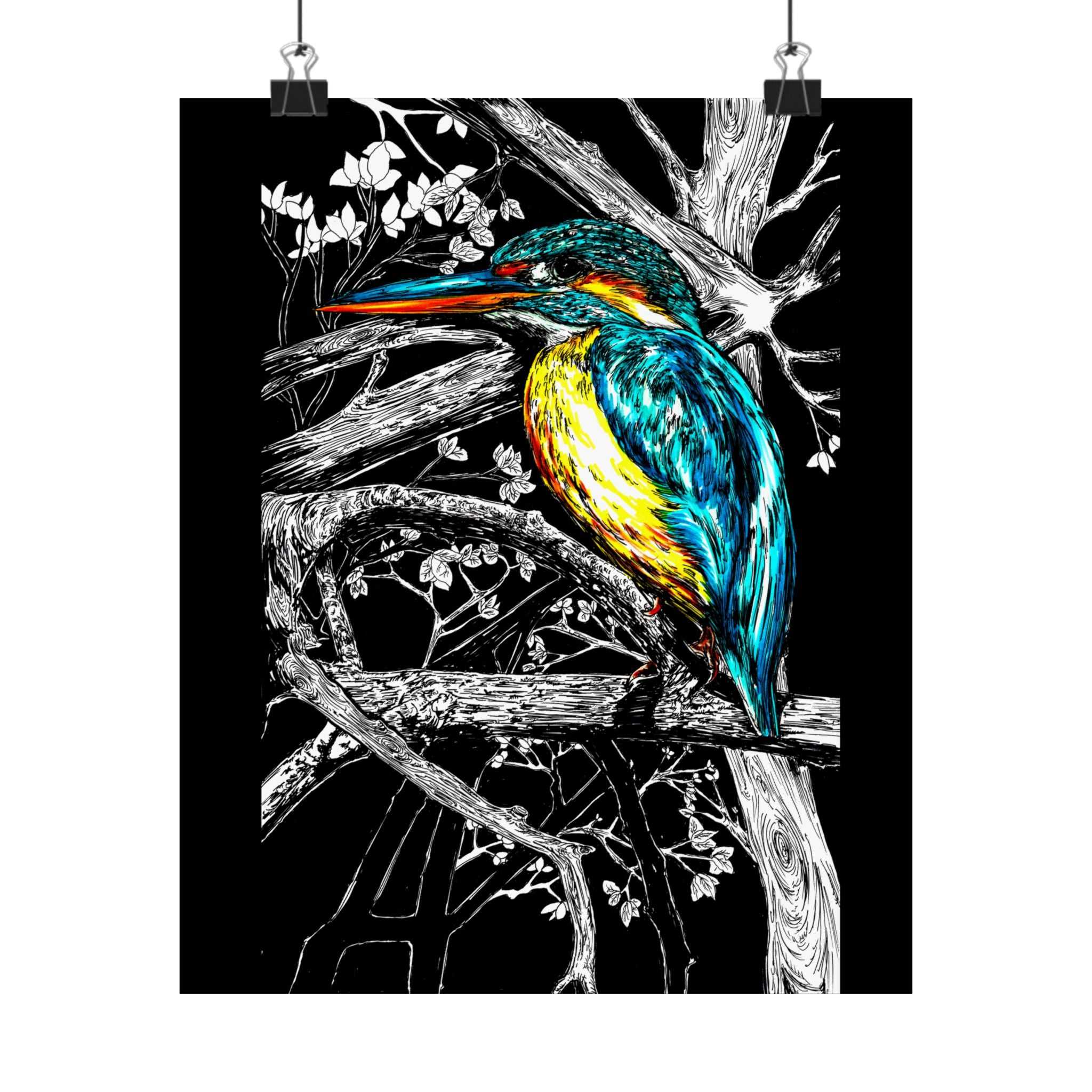 Bring nature's beauty into your home with our stunning Kingfisher Satin Poster - 300gsm Art Print for Nature Lovers. Shop now!