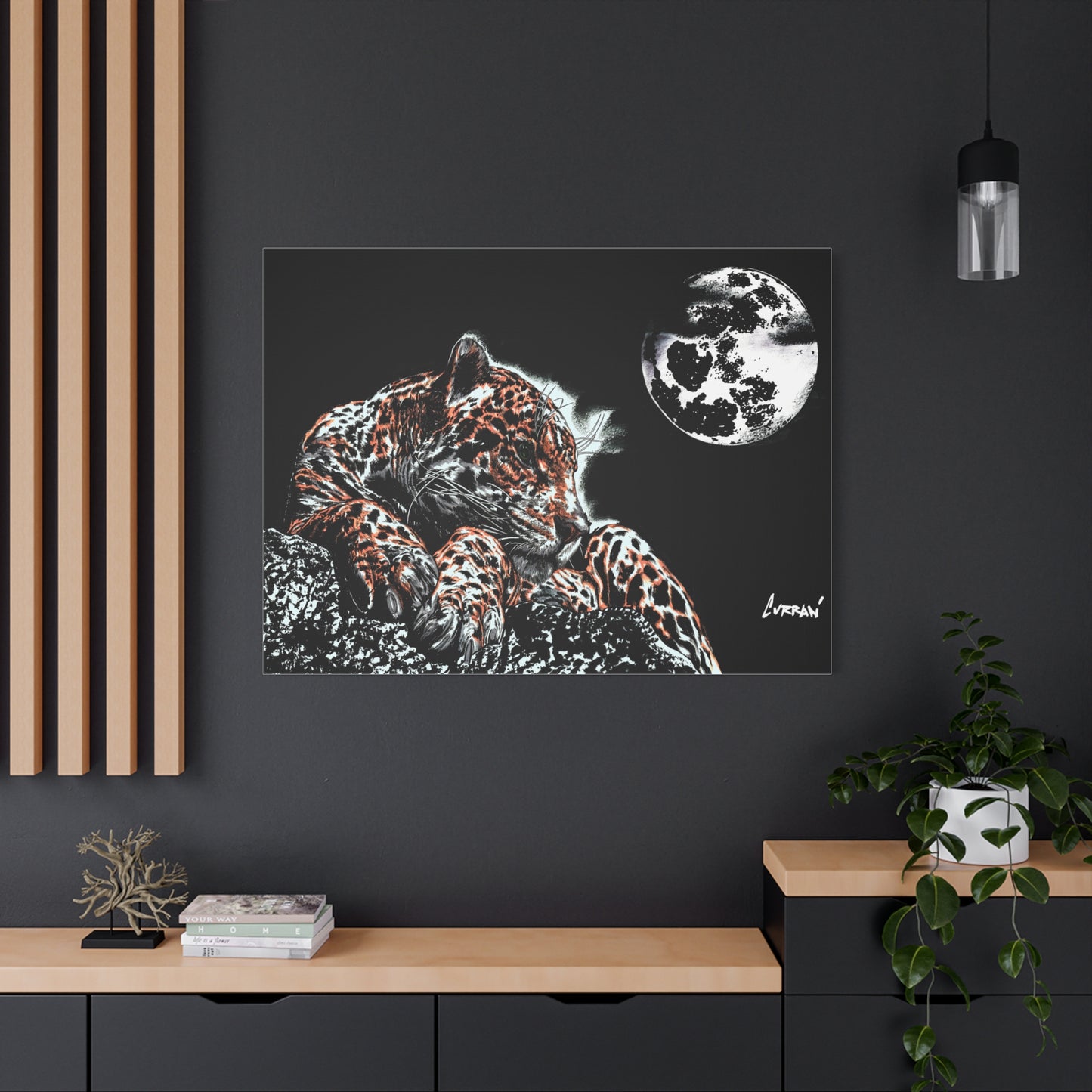 Leopard Canvas Art – Original Hand-Drawn Realistic Big Cat Wall Decor printed on Matte Canvas, Stretched, 1.25"