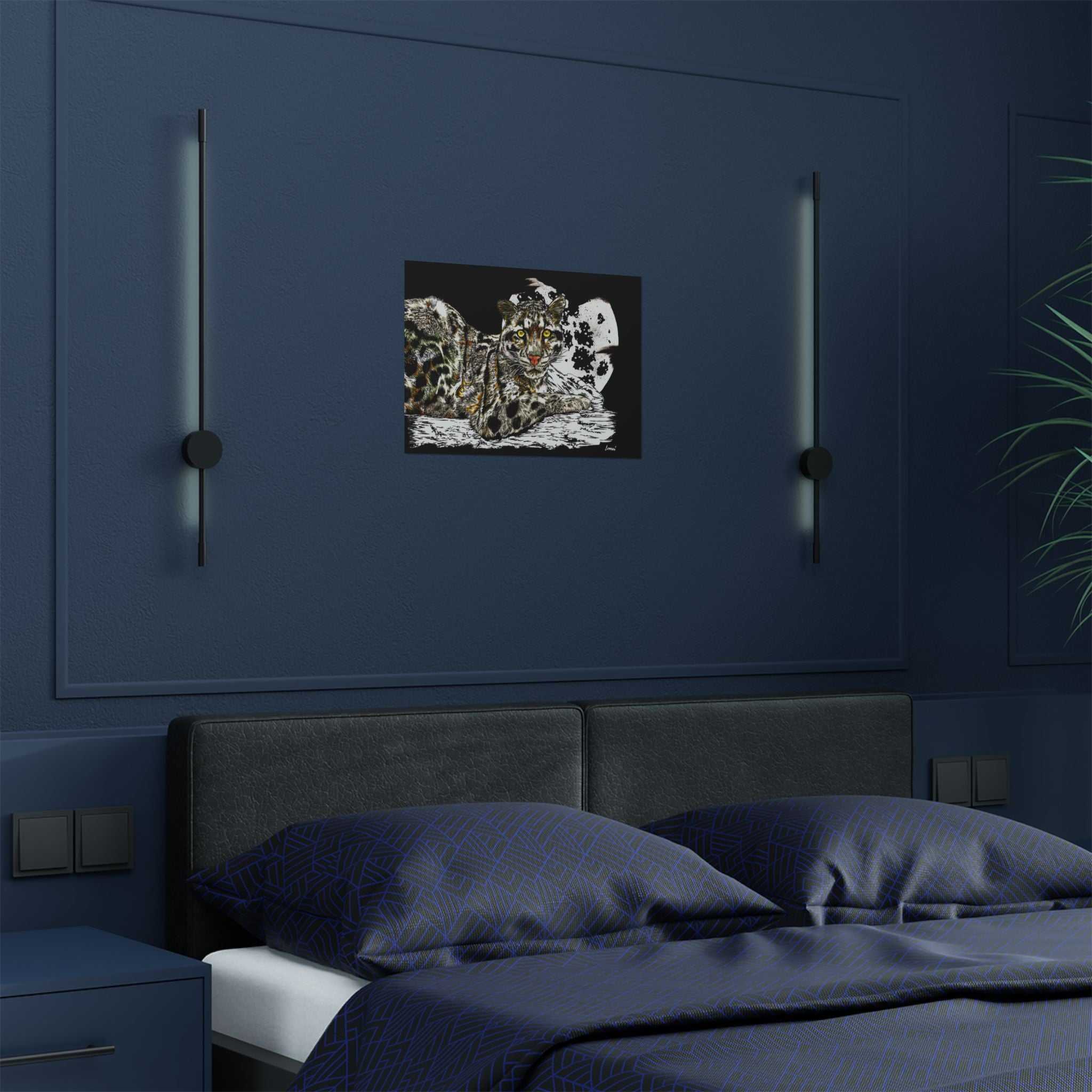 Majestic Snow Leopard Satin Poster, Art Print