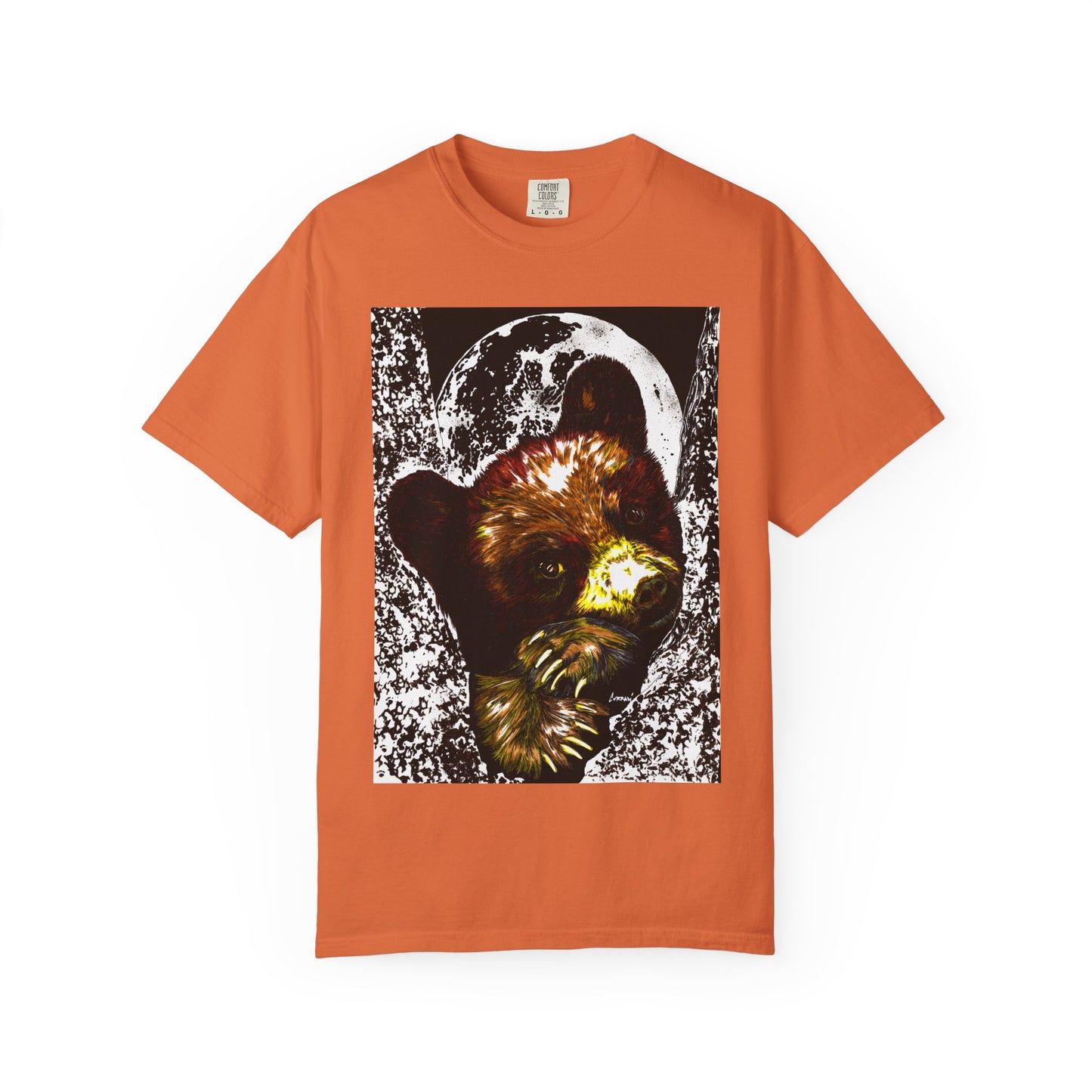 Moonlit Brown Bear Cub Unisex Garment-Dyed T-Shirt | Nature-Inspired Apparel